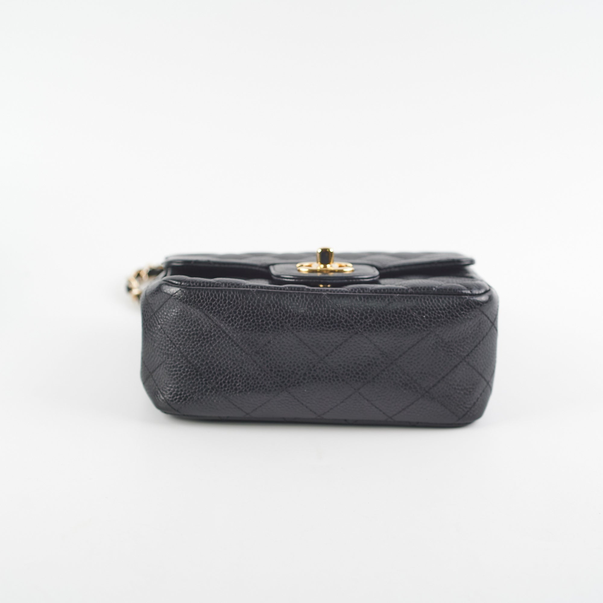 Chanel Mini Square Caviar Leather Crossbody Bag with Gold Hardware in Black - Perfect for Evening Events & Luxury Fashion Accessories