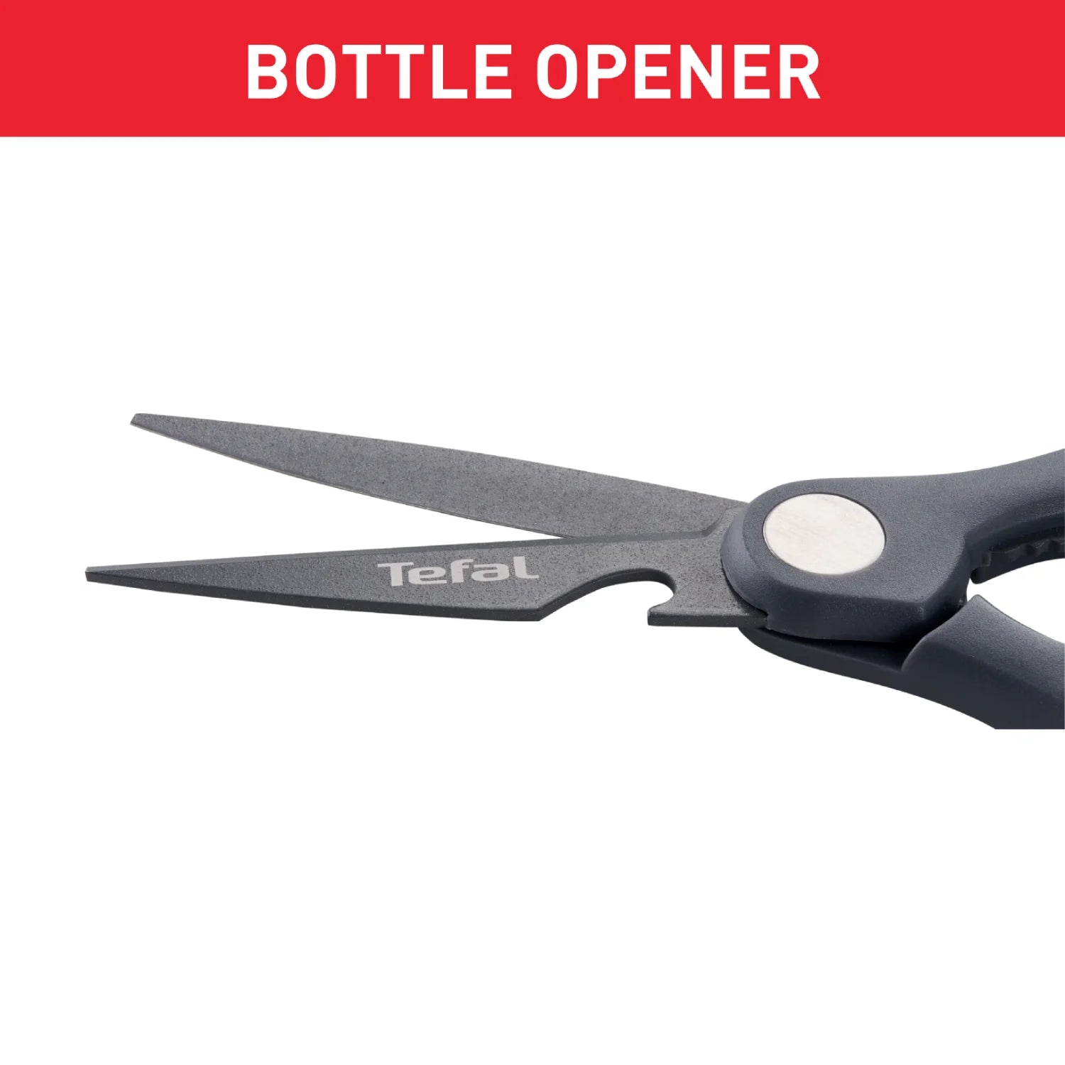 Tefal Fresh Kitchen 3-in-1 Stainless Steel Non-Stick Scissors K1224105 - Multi-Purpose Kitchen Shears for Cutting Herbs, Poultry & Packaging