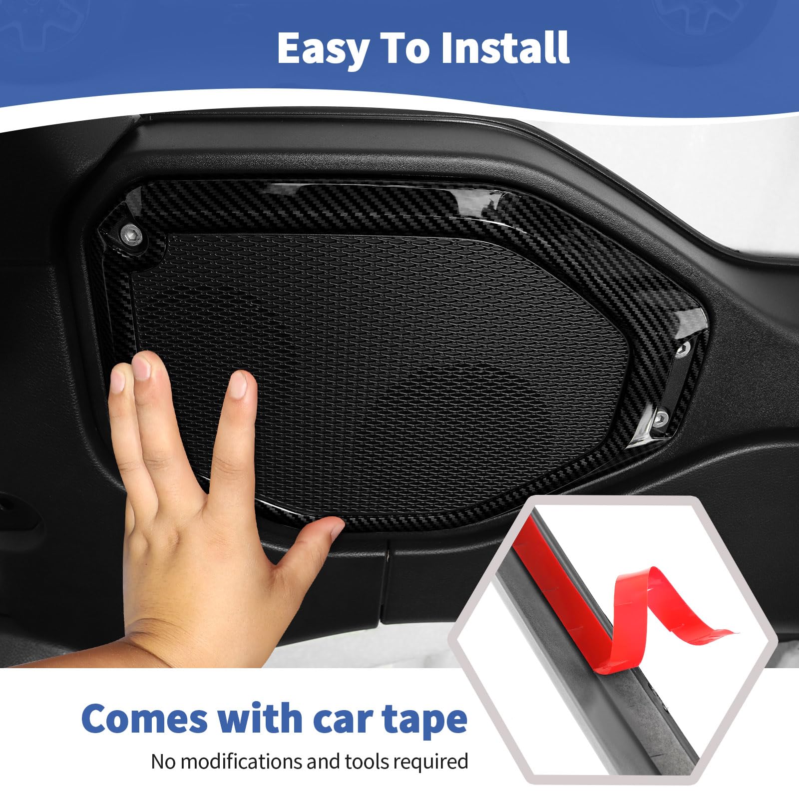 Carbon Fiber Speaker Cover Trim for Jeep Wrangler JL/JLU & Gladiator JT (2018-2023) - Interior Accessories Set of 2 - Perfect for Off-Road Adventures & Car Audio Upgrades