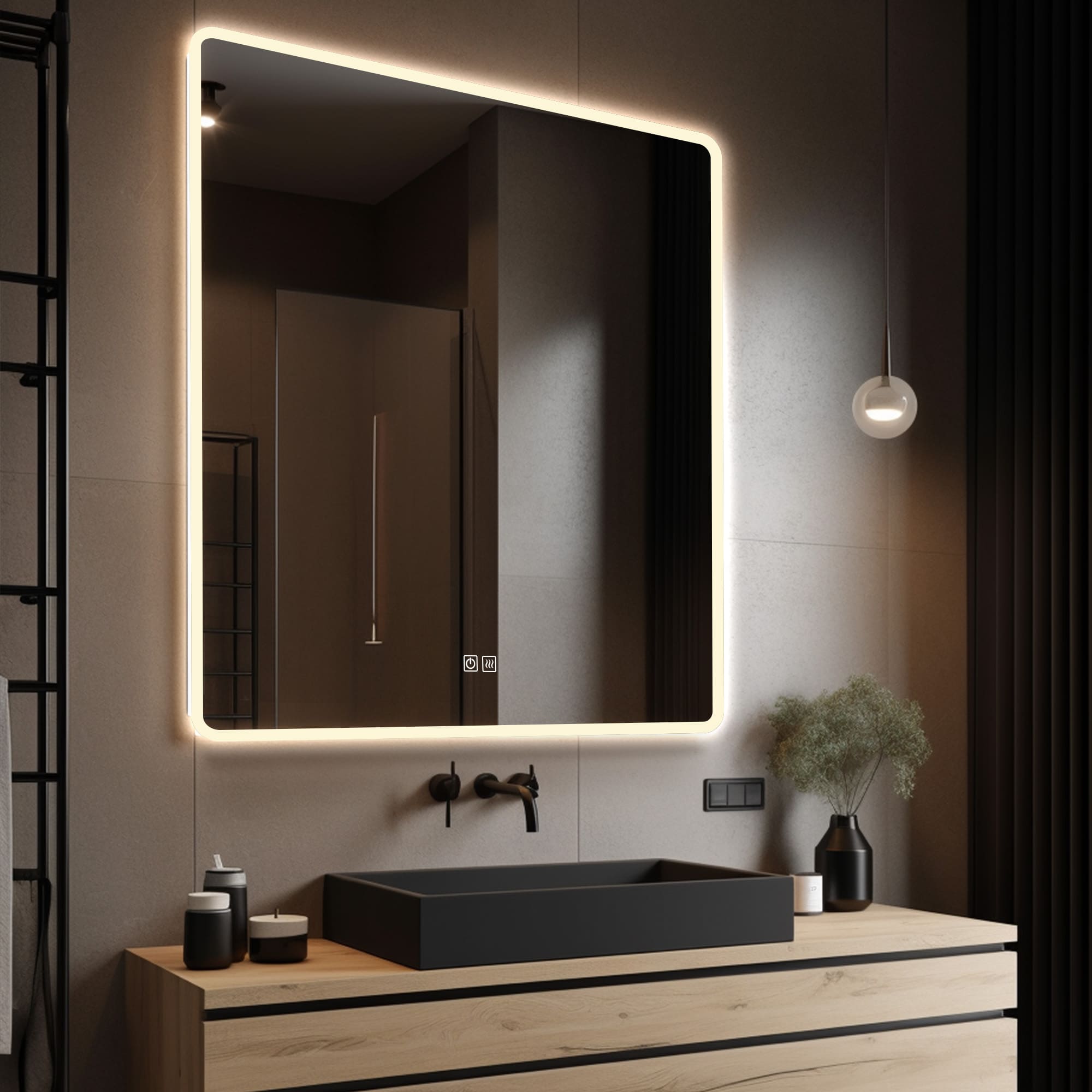 HIMALIA Custom LED Vanity Mirror with Frosted Edges - Perfect for Makeup, Grooming & Home Decor