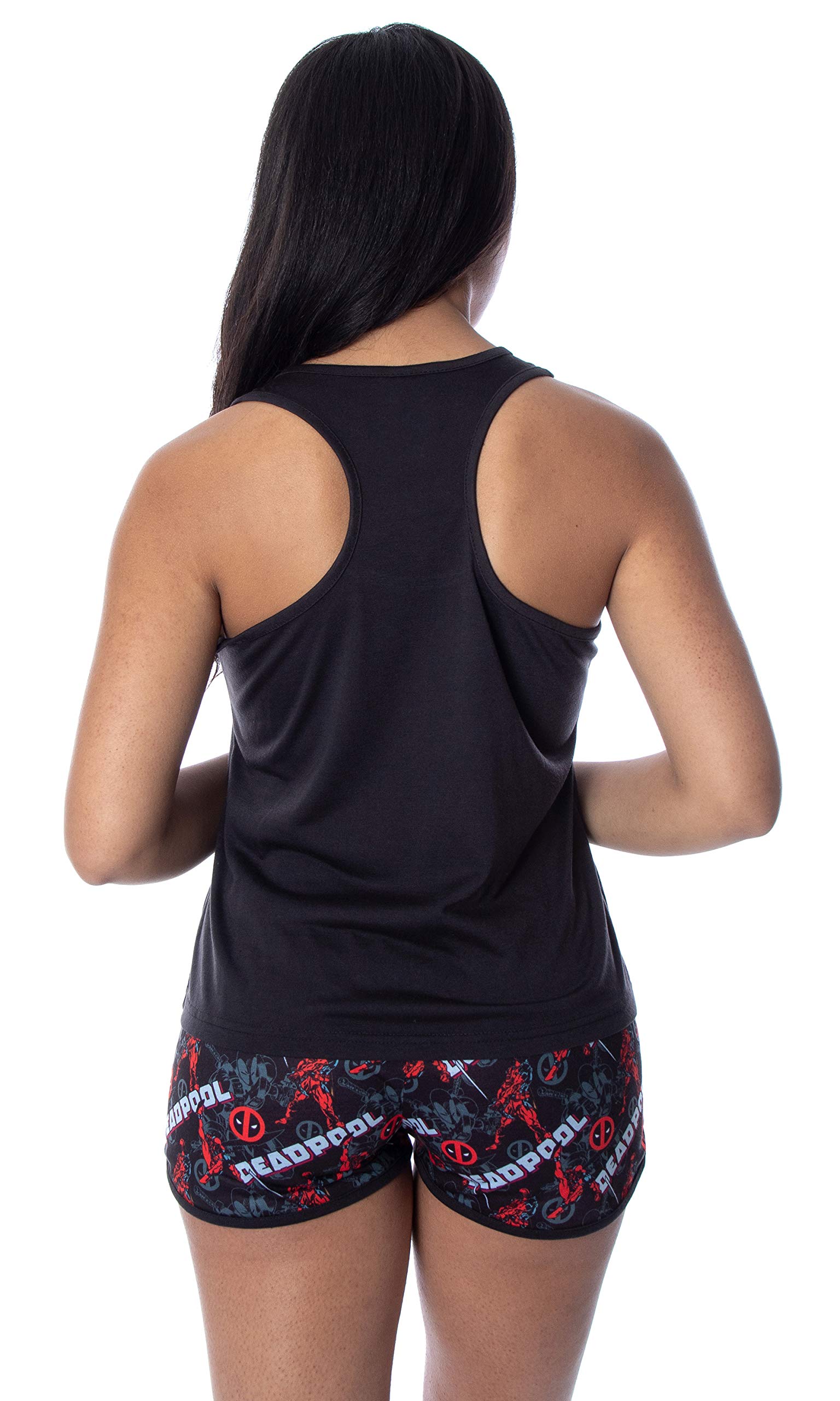 Marvel Women's Deadpool Racerback Tank & Shorts Lounge Set - Soft Pajamas for Sleep, Home Relaxation & Cosplay | Official Marvel Licensed Apparel
