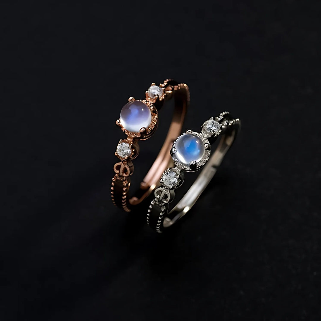 18K Gold Sterling Silver Moonstone Gemstone Ring for Women – Elegant Handmade Jewelry for Engagement, Wedding & Special Occasions | FME R242
