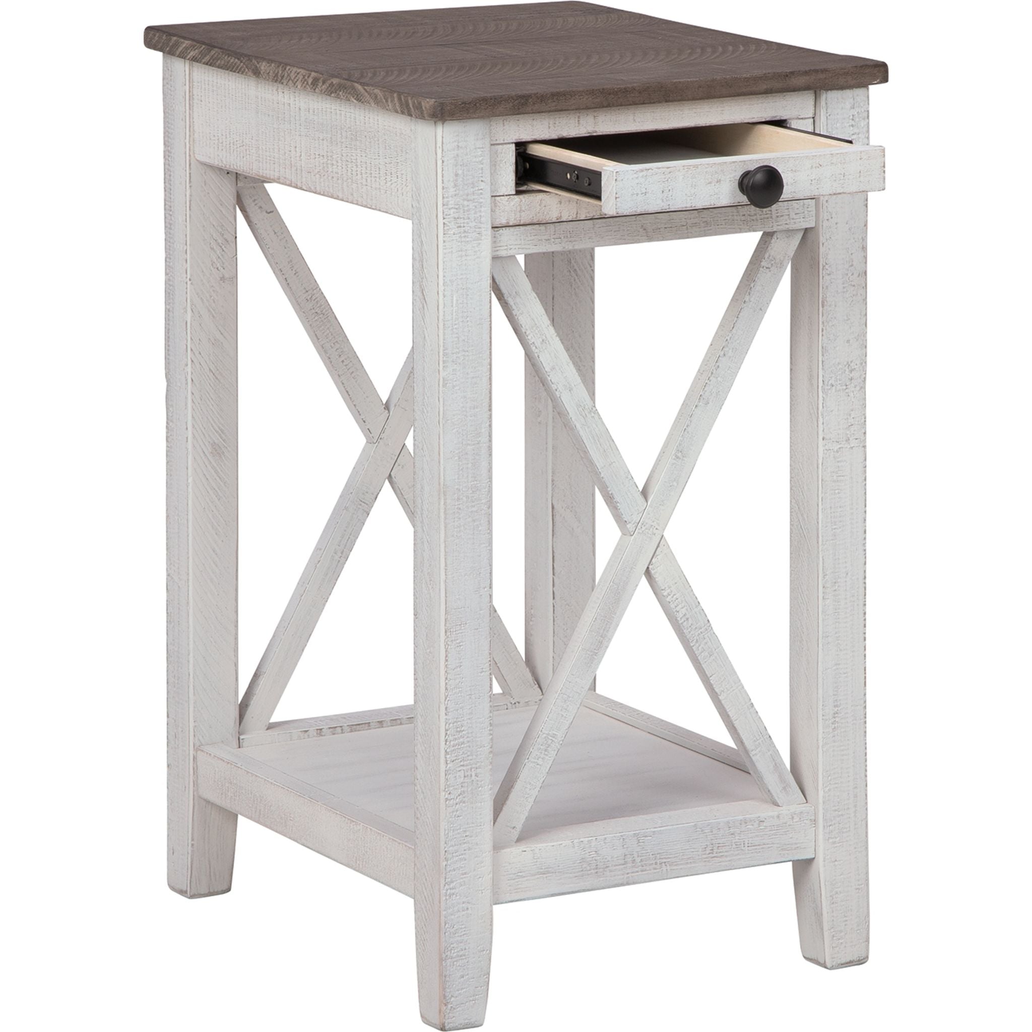 Adalane Modern Accent Table - White & Gray Side Table for Living Room, Bedroom, or Office - Perfect for Small Spaces & Home Decor