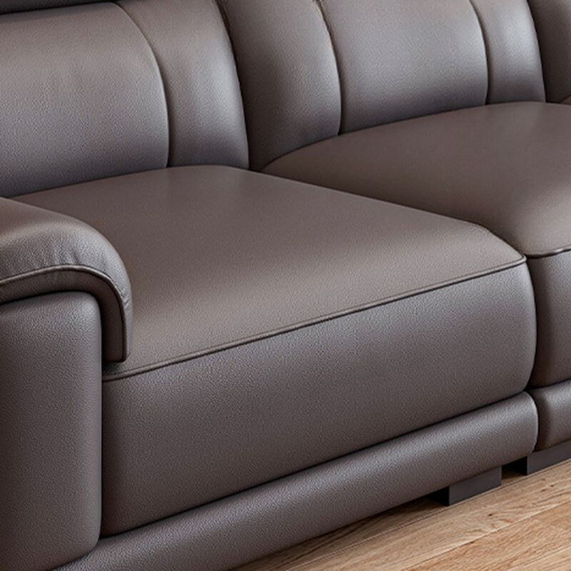 L-Shaped & Straight Left-Facing Sofa Chaise with Concealed Support - Modern Chestnut Brown Living Room Couch for Parlor, Lounge & Home Theater Seating