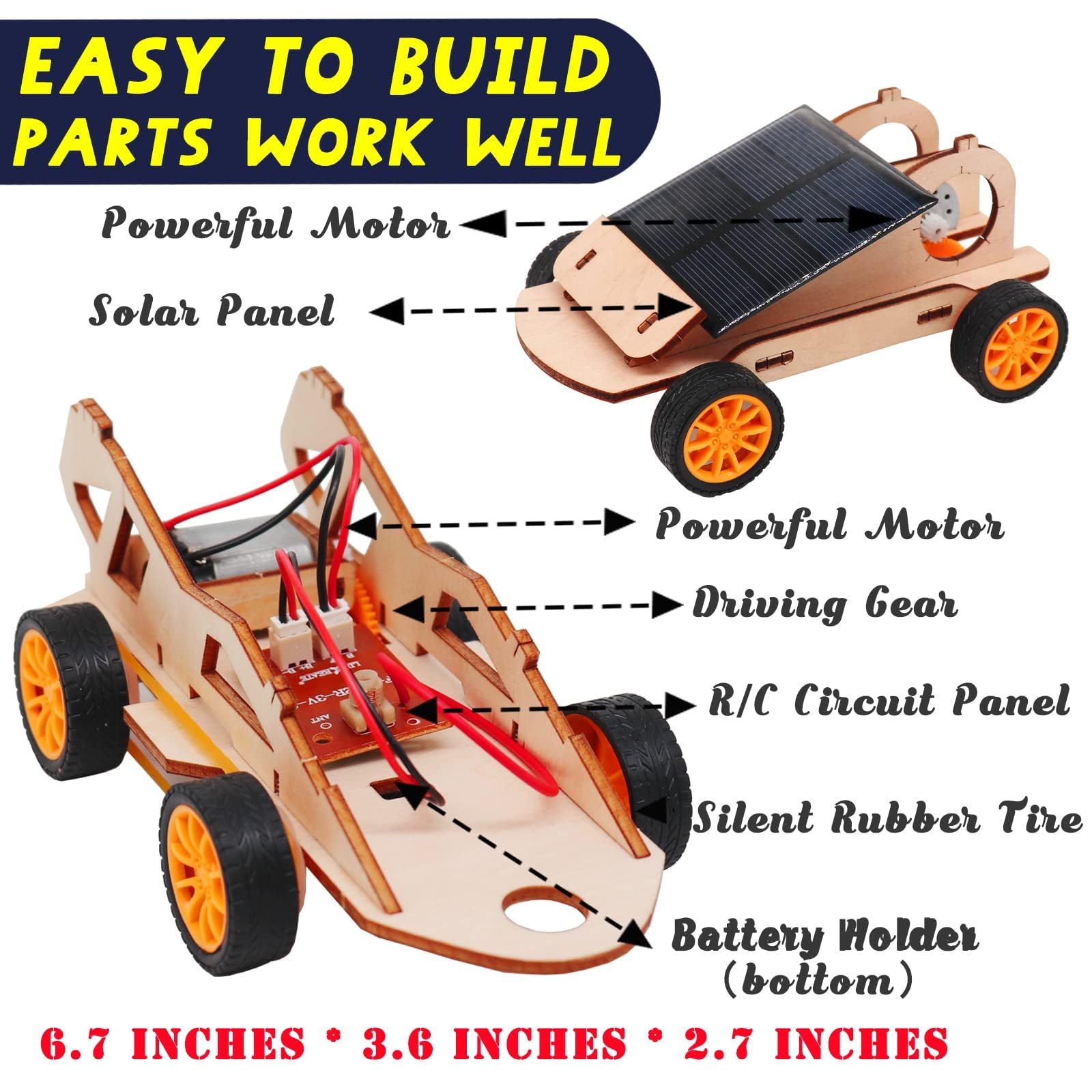 DIY RC Car Kit - Build Your Own Solar Powered Remote Control Car | STEM Science Project for Kids Ages 8-12 | Educational Engineering Toy for Boys & Girls | Perfect for Classroom Experiments, Birthday Gifts & Outdoor Play
