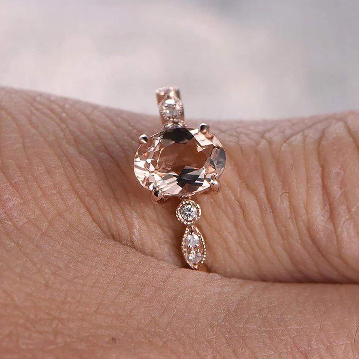 1.25 Carat Oval Cut Morganite & Diamond Engagement Ring in 18k Gold Plating – Elegant Bridal Jewelry for Proposals, Anniversaries & Special Occasions