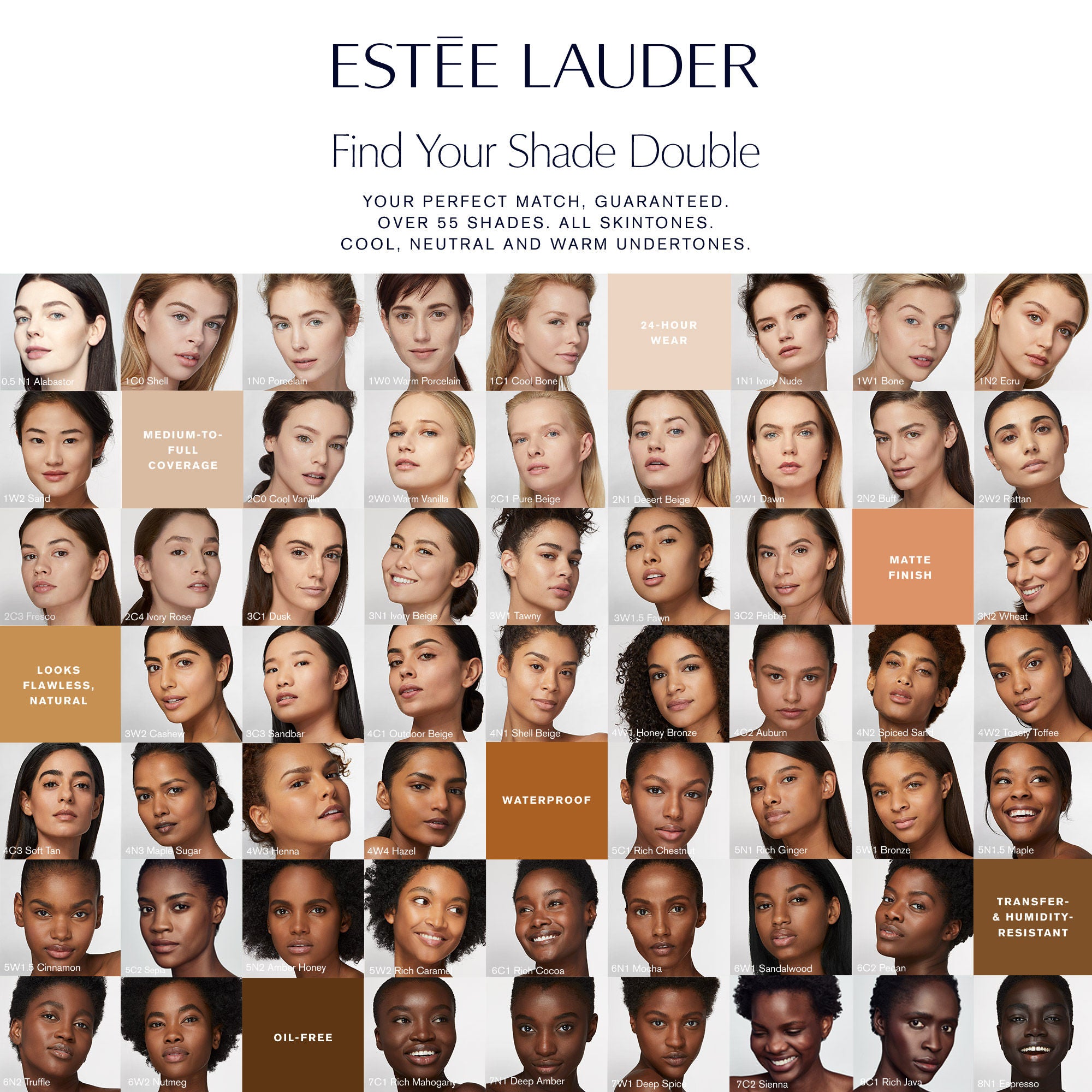 Estée Lauder Double Wear Stay-in-Place Makeup Foundation - 24 Hour Wear, Oil-Free, Medium to Full Coverage - Perfect for Long Days, Weddings & Special Events