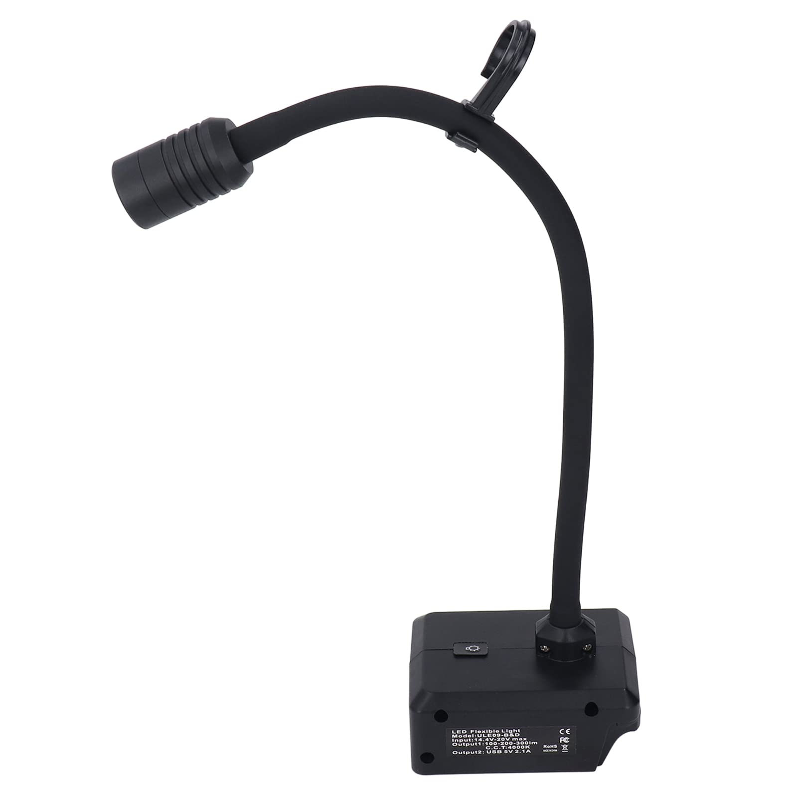 Rechargeable LED Goose Neck Work Light - 14.4V-20V Cordless Flexible Neck Lamp for Camping, Hiking, Garage & Home Repair