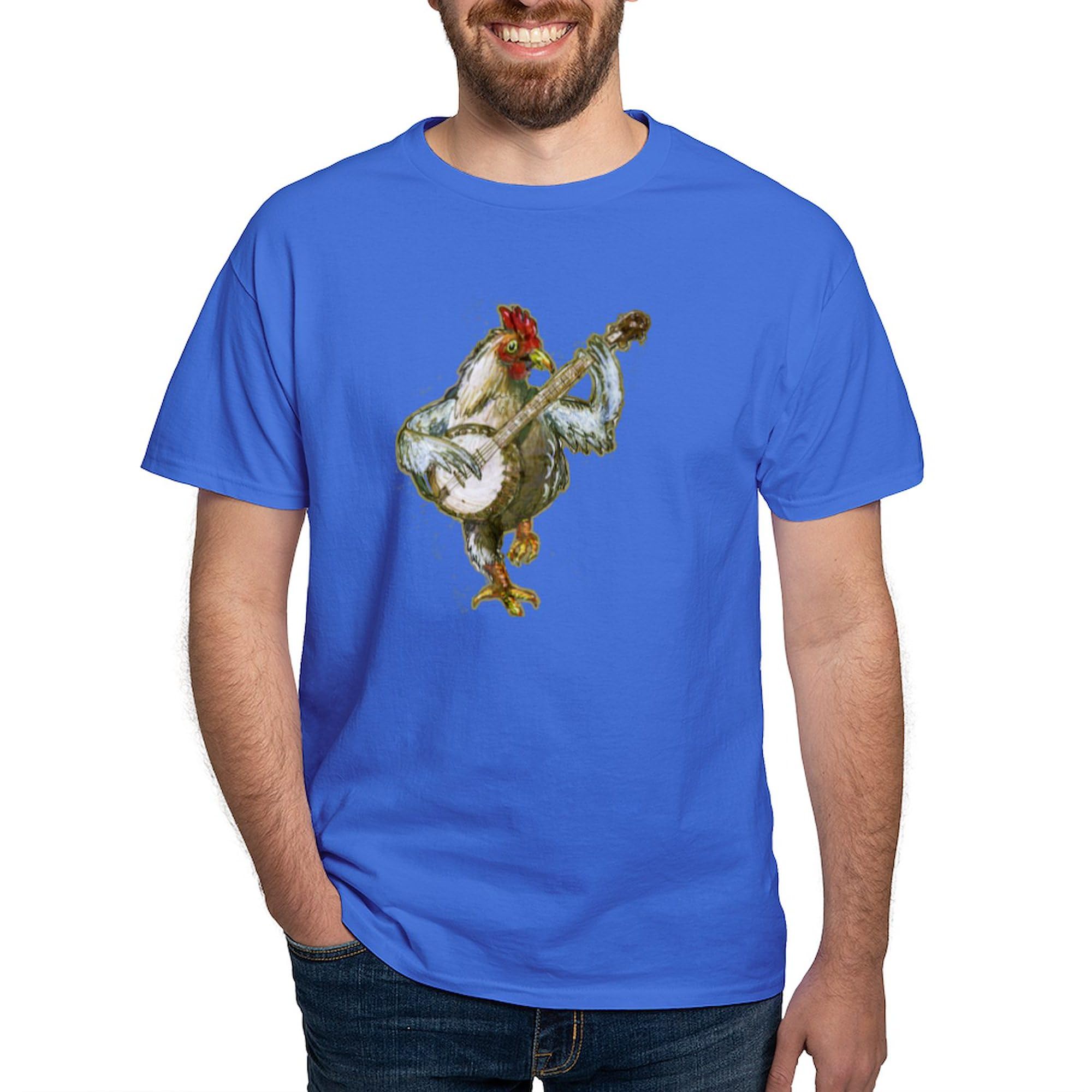 Banjo Chicken Graphic T-Shirt for Men - 100% Cotton Classic Dark Tee | Casual Wear, Music Lovers Gift, Funny Novelty Shirt