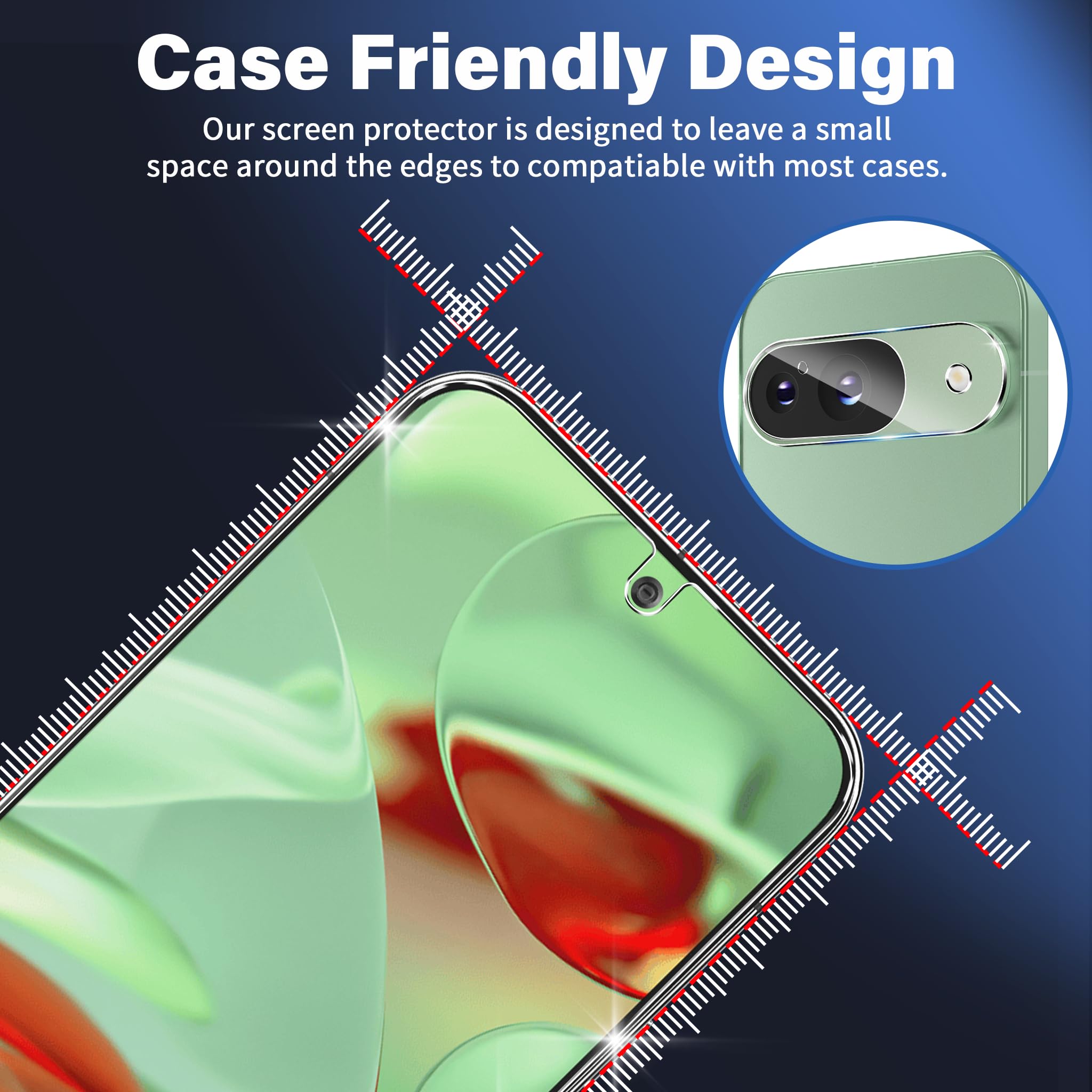 Google Pixel 9 Screen Protector 3-Pack - 9H Tempered Glass with Fingerprint Unlock for Daily Protection