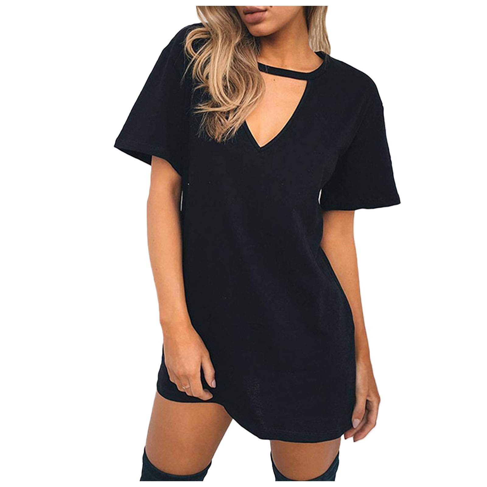 Xiloccer Women's Summer Short Sleeve Cocktail Dress - Flowy Midi Sundress for Casual Wear, Party, Beach & Vacation Outfits | Plus Size Loose Fit Dress for Women 2021 Fashion Trends