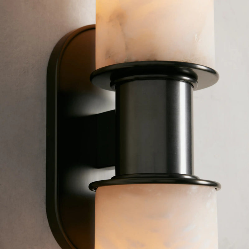 Harlin 2-Light Wall Sconce in Alabaster Finish - Modern Flush Mount Lighting for Bedroom, Hallway & Living Room Decor