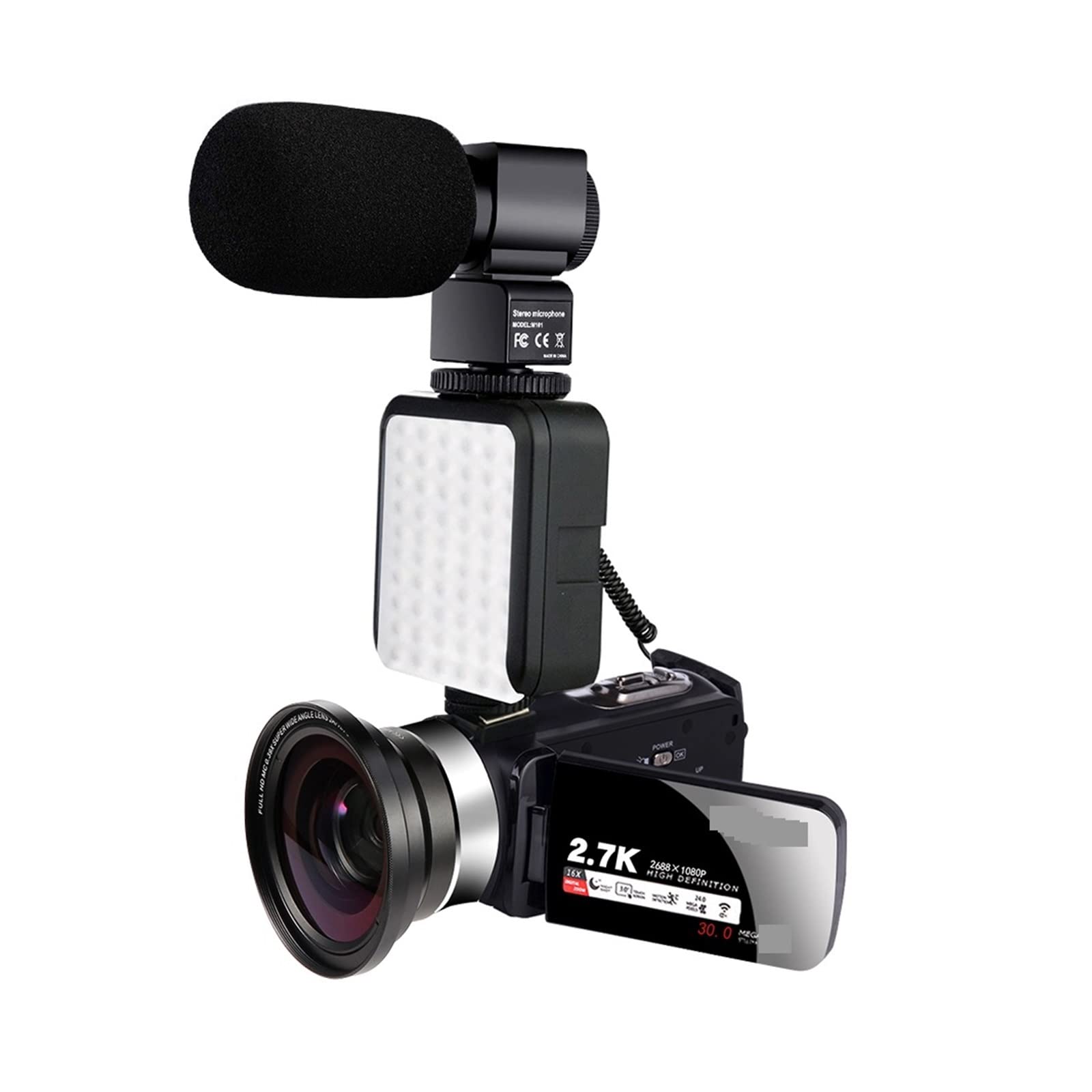AUBEST 2K Night Vision Camcorder with 16X Zoom & Infrared - 30MP Portable Digital Video Camera for Vlogging, Live Streaming, YouTube (Includes 128GB SD Card & MIC LENS) - Perfect for Travel, Events, Home Security and Outdoor Adventures