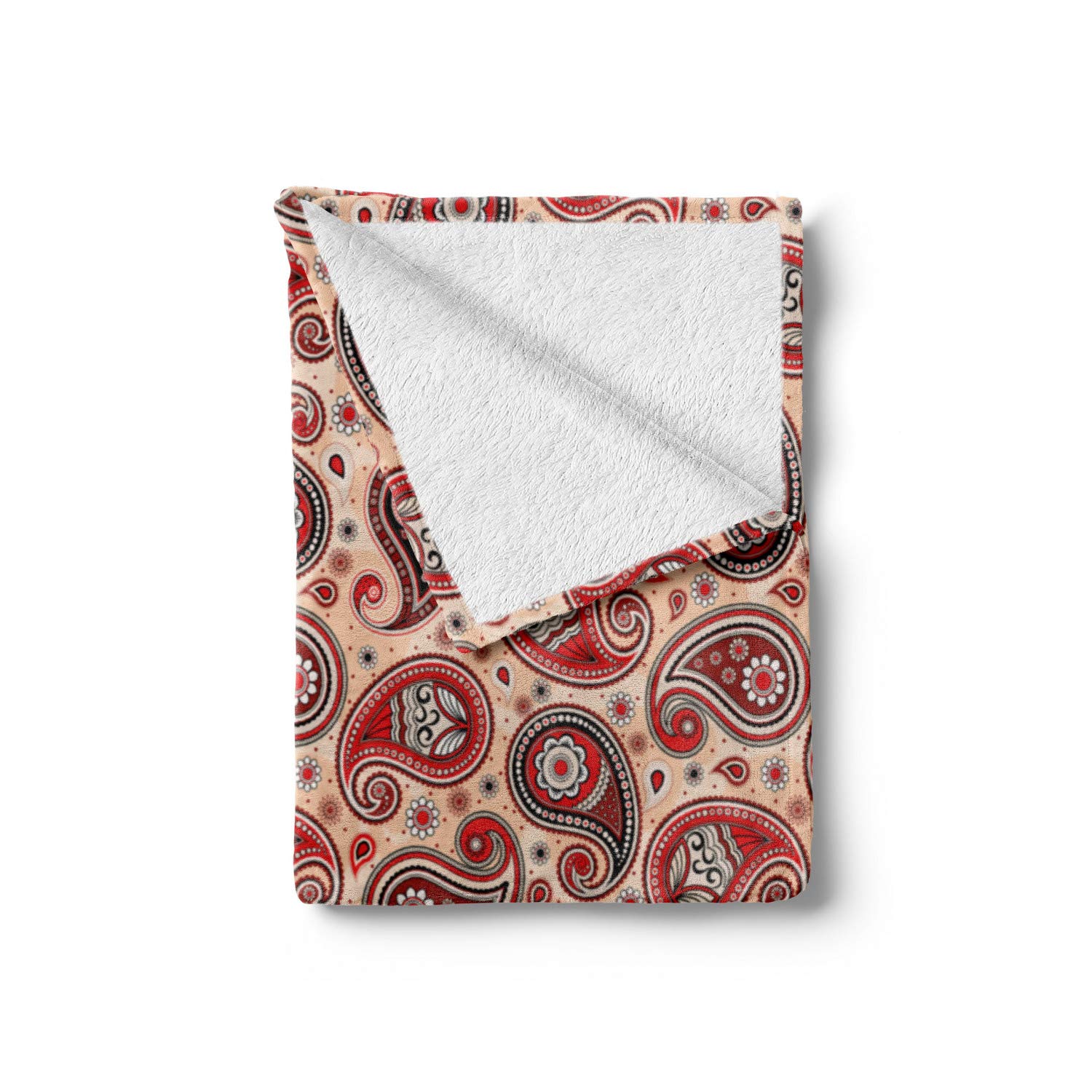 Ambesonne Paisley Throw Blanket - Romantic Floral Motif Fleece Blanket 70x90 Inches, Soft Peach & Charcoal Grey Flannel Couch Cover for Living Room, Bedroom Decor - Perfect for Cozy Evenings & Gift Giving