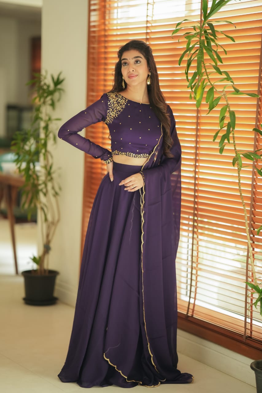 Aashmika Violet Designer Lehenga Choli Set for Women | Indian Ethnic Party Wear | Wedding, Festival & Special Occasion Outfit