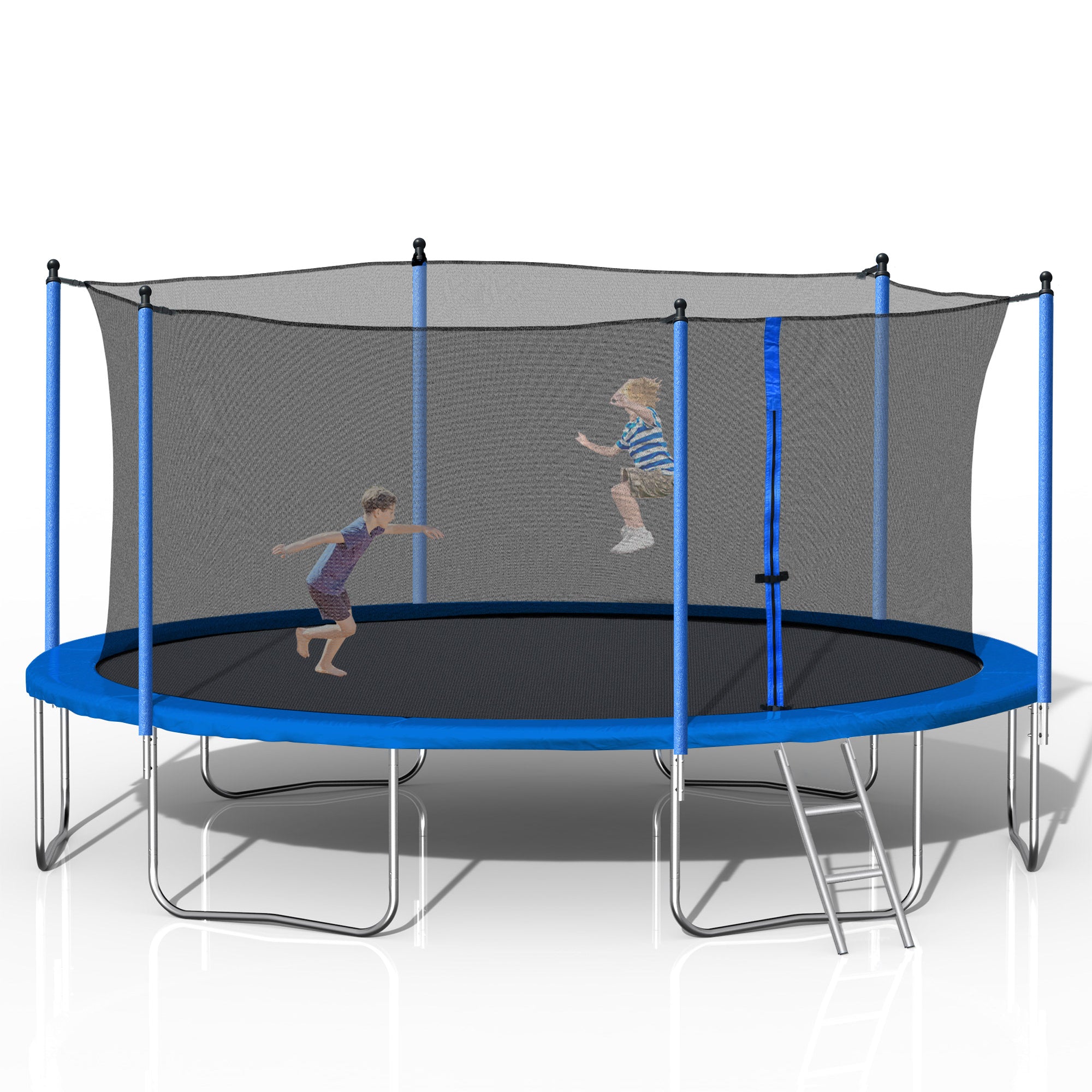 14FT Trampoline with Safety Enclosure Net - Heavy Duty Jumping Mat & Spring Padding for Kids & Adults - Outdoor Backyard Bounce Fun for Family Exercise & Playtime - Includes Ladder