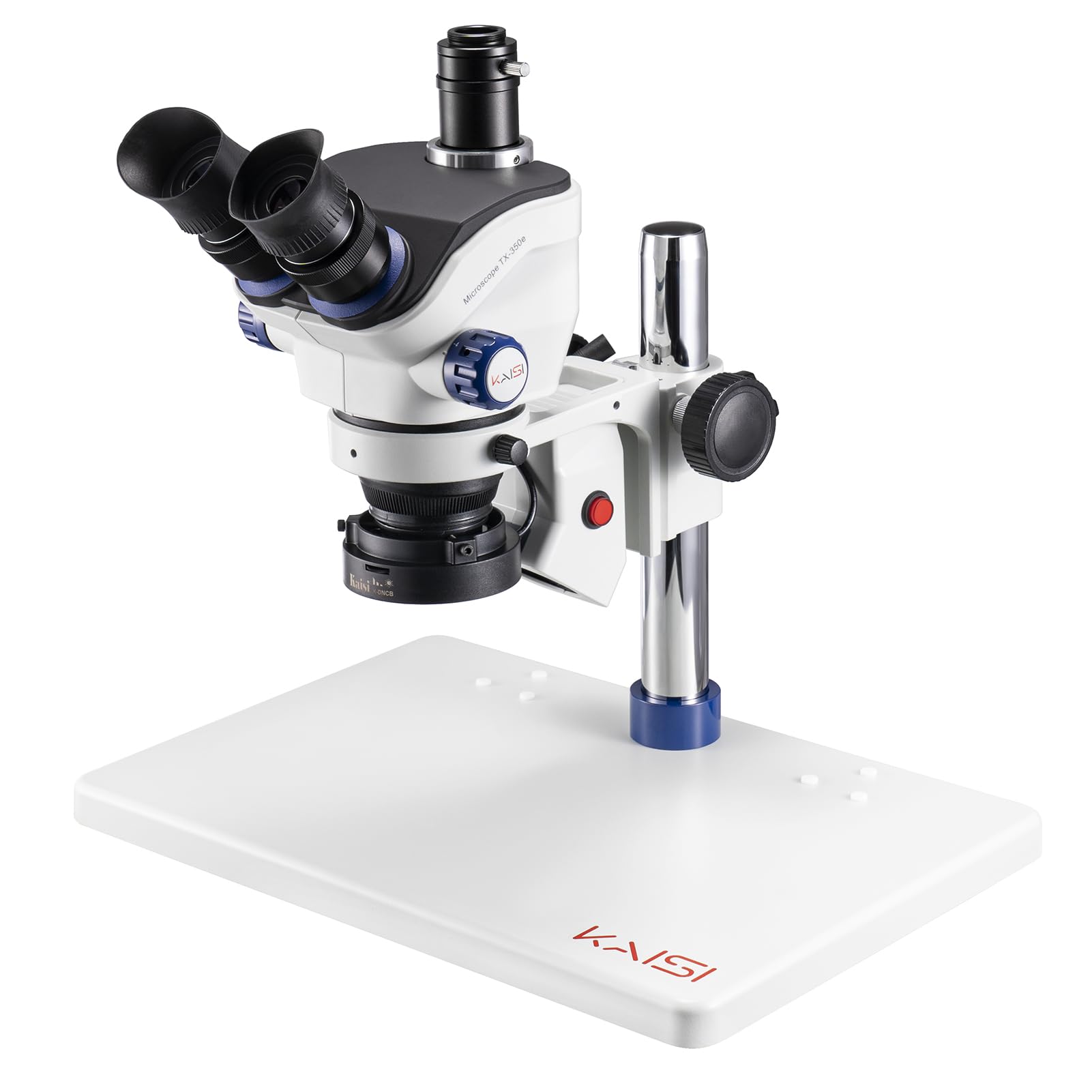 Kaisi TX-350E Professional Trinocular Stereo Soldering Microscope 7X-50X Magnification with WF10x23 Wide Field Eyepieces - Ideal for Electronics Repair, PCB Inspection, and Precision Lab Work