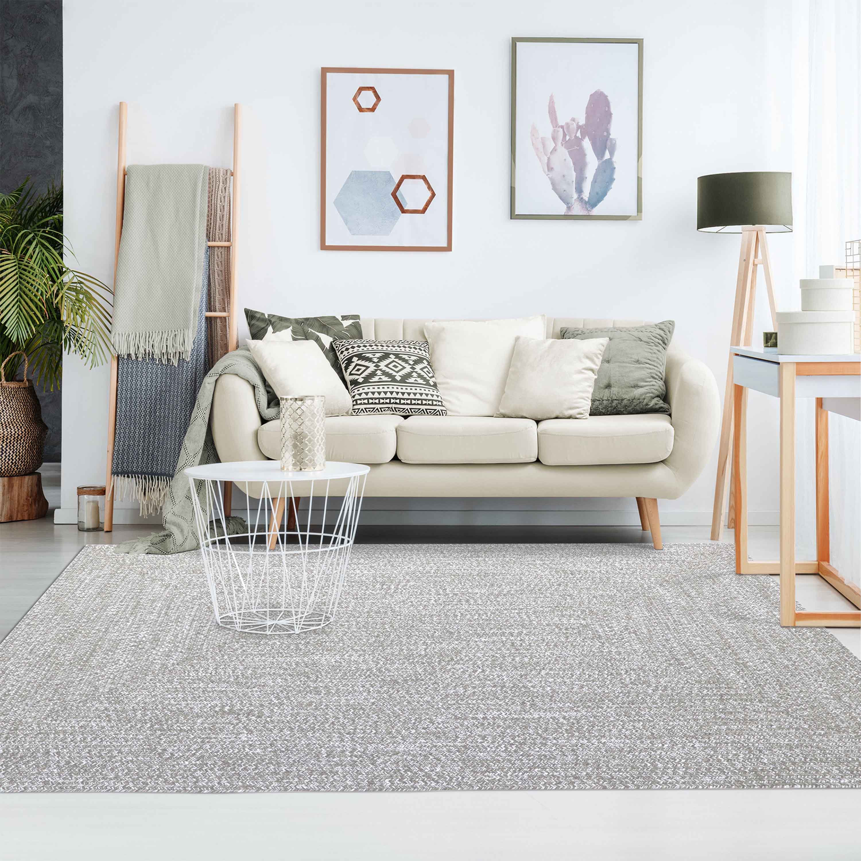 Two-Toned Braided Bohemian Area Rug - Indoor/Outdoor Use for Living Room, Patio & Bedroom Decor