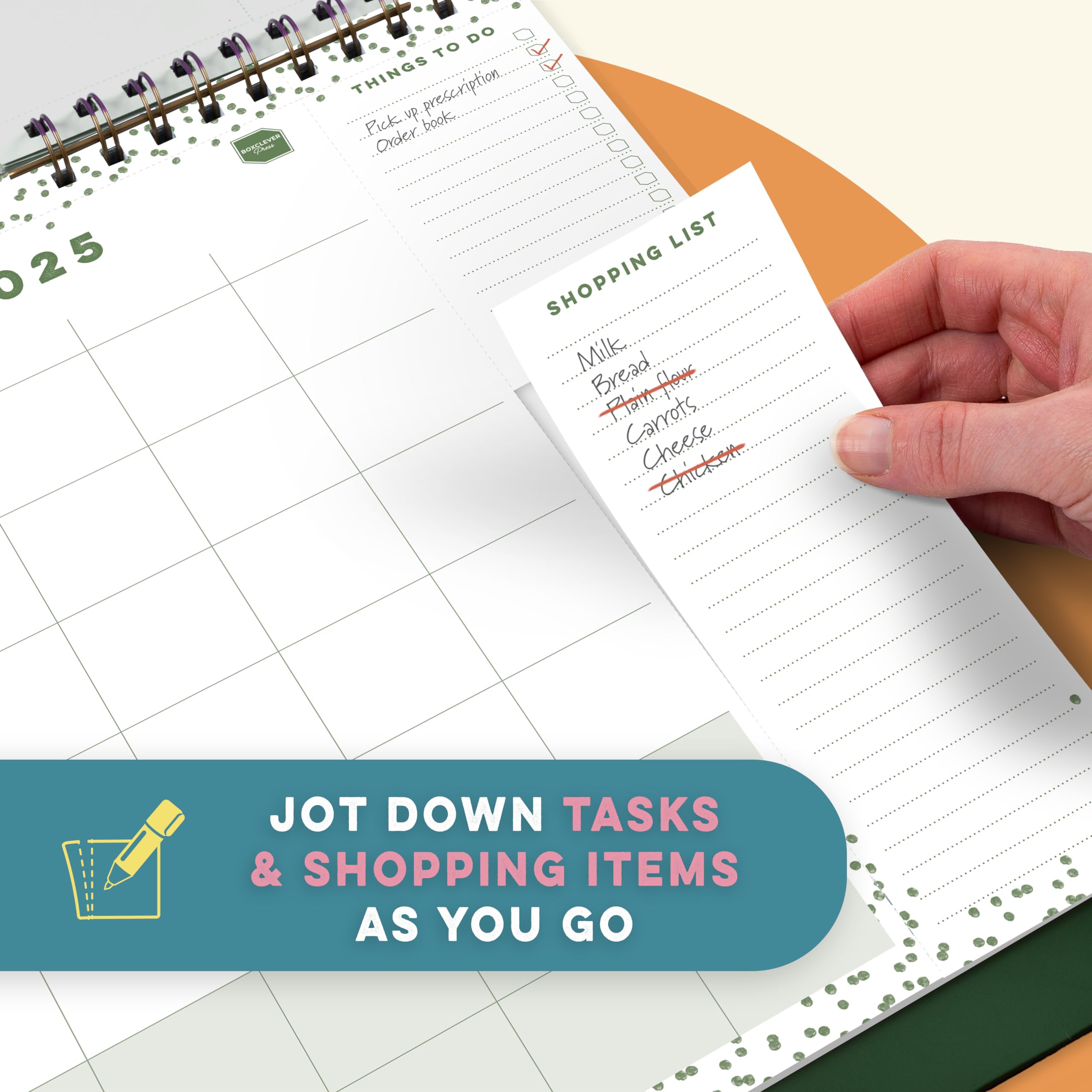 Boxclever Press 2024-2025 Family Weekly Planner Wall Calendar | 6-Column Organizer with Lists, Pocket & Stickers | August 2024-December 2025 | Perfect for Home, Office & School Planning