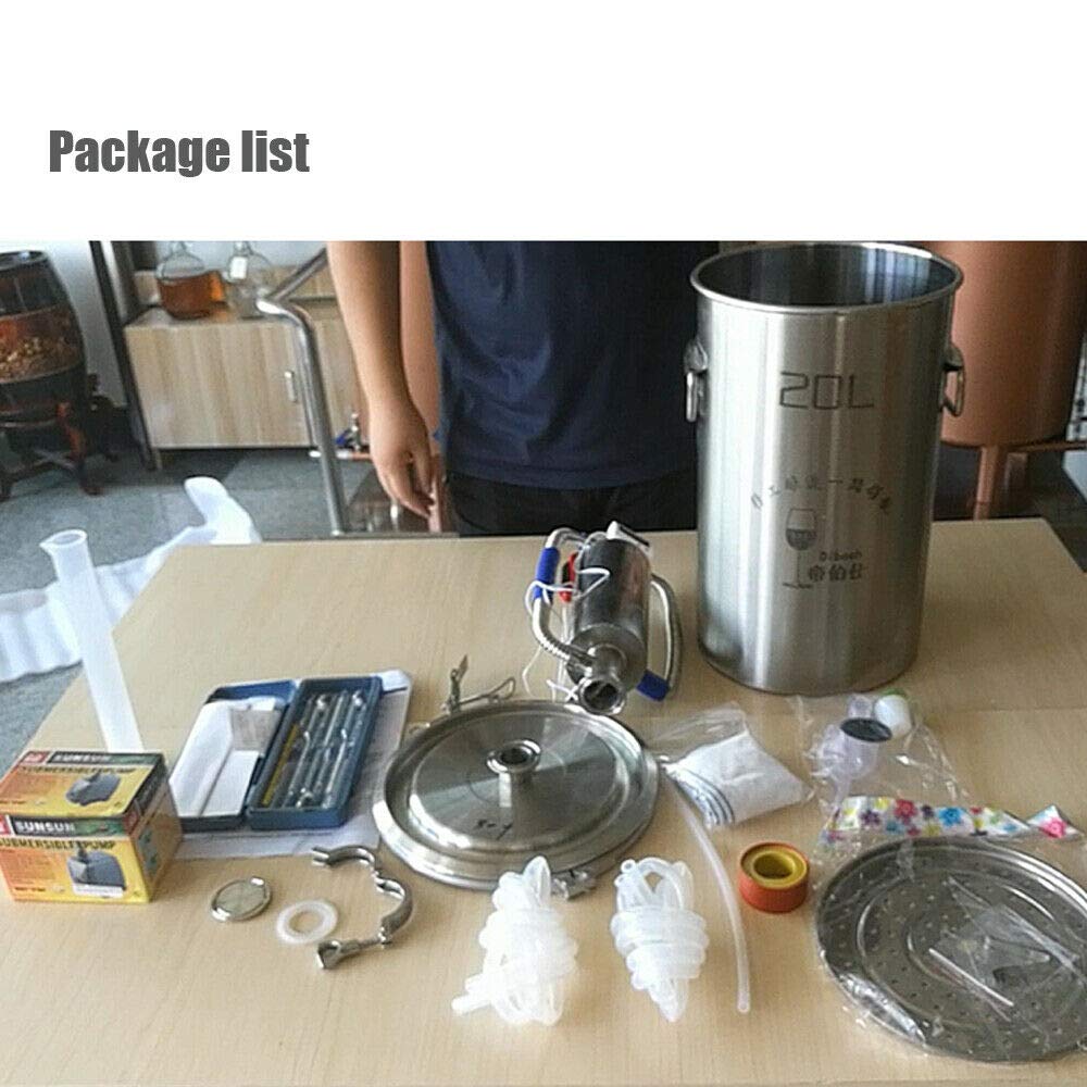 Premium 304 Stainless Steel Alcohol Still Alembic Distiller Kit - 5.2 Gallon/20L Capacity for Whisky, Brandy & Essential Oil Distilling | Home Brewing, Moonshine Making & DIY Liquor Crafting