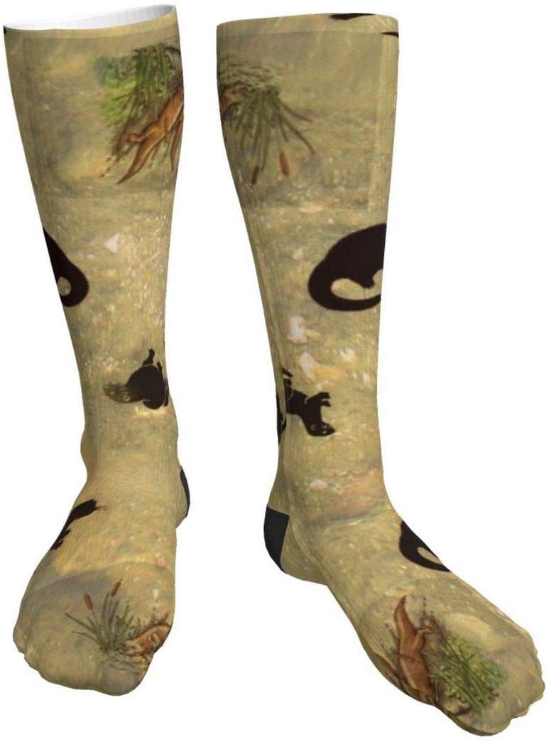 Unisex River Otters Compression Socks - Crazy Patterned Fun Long Cotton Over-The-Calf Socks for Running, Travel & Work - Breathable Support for Athletes & Nurses