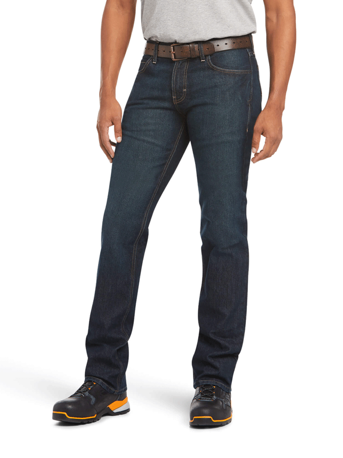 Ariat Men's Rebar M7 Slim DuraStretch Stackable Straight Leg Jeans - Blackstone Wash | Comfortable Work & Casual Denim Pants for Outdoor Activities and Everyday Wear