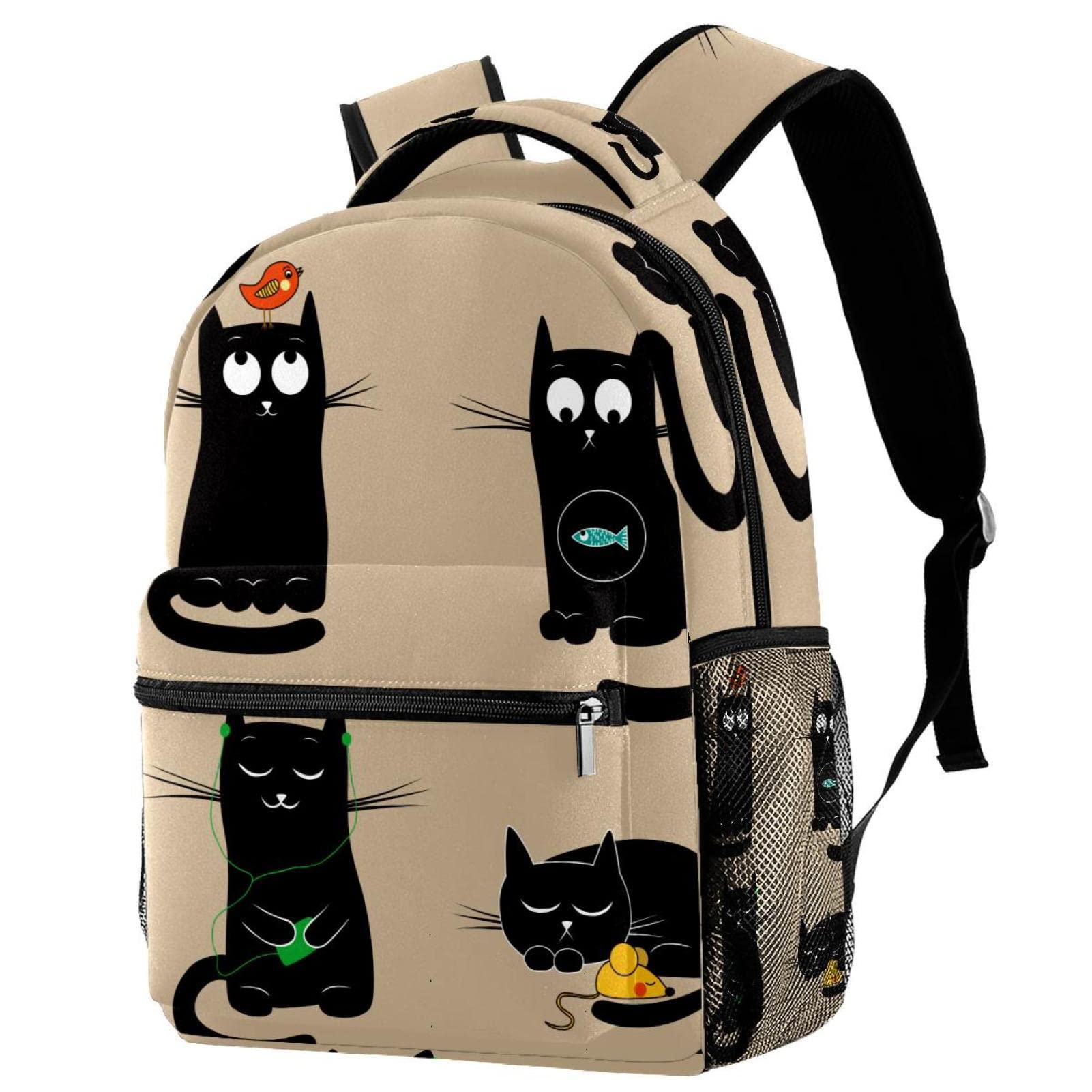 Custom Fashion Backpacks for Girls & Boys - Cute Funny Black Cat Design School Backpack, Durable Laptop Knapsack for Students, Men & Women | Perfect for School, Travel & Everyday Use