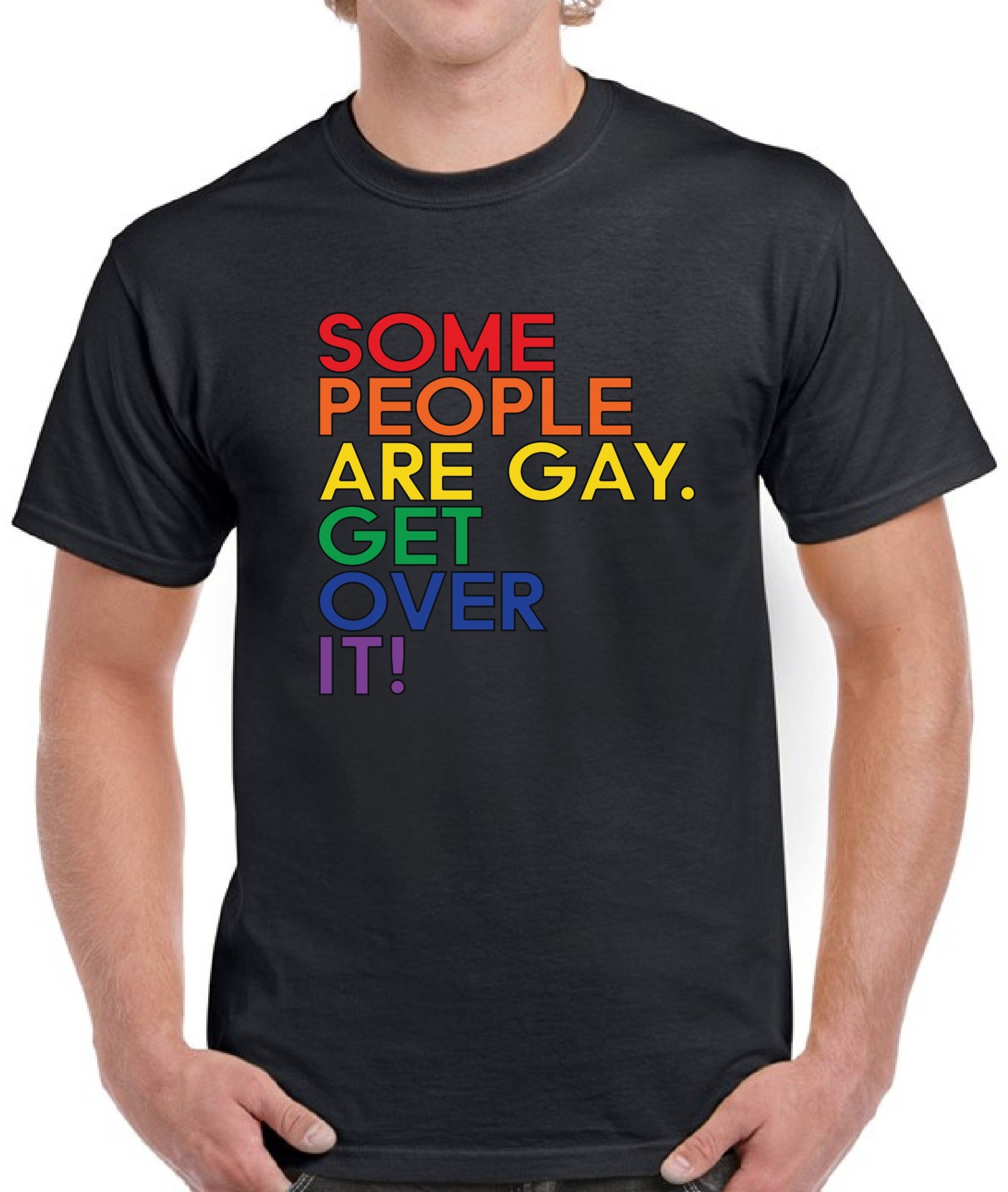 Men's LGBTQ Pride T-Shirt - 'Some People Are Gay Get Over It' Slogan Tee for Gay Rights Support & Ally - Casual Wear for Pride Events, Parades & Everyday Outfits