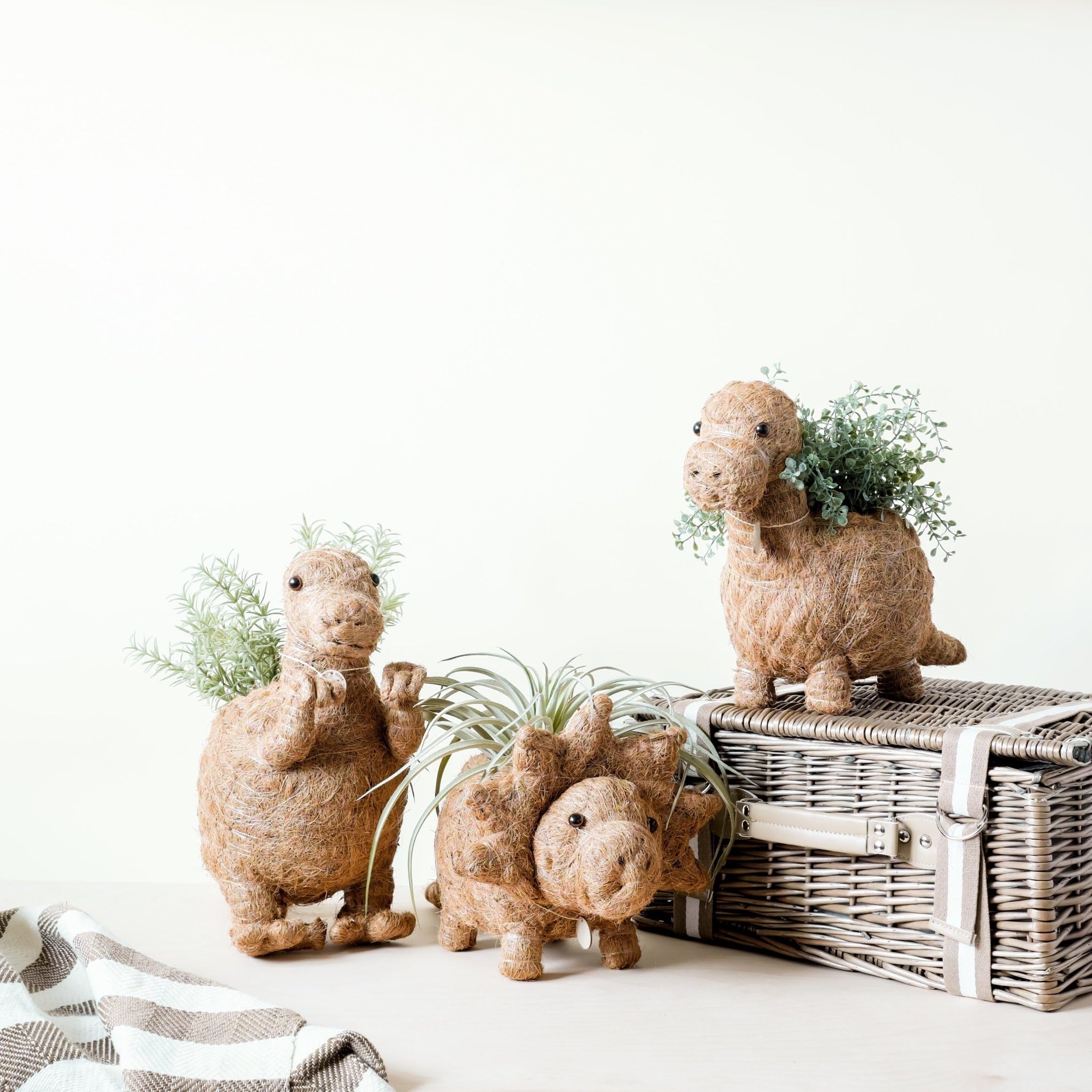 Dinosaur Planters for Succulents - 4 Inch T-Rex Ceramic Flower Pots, Cute Home & Office Decor for Plant Lovers, Perfect Gift Idea for Birthday & Housewarming