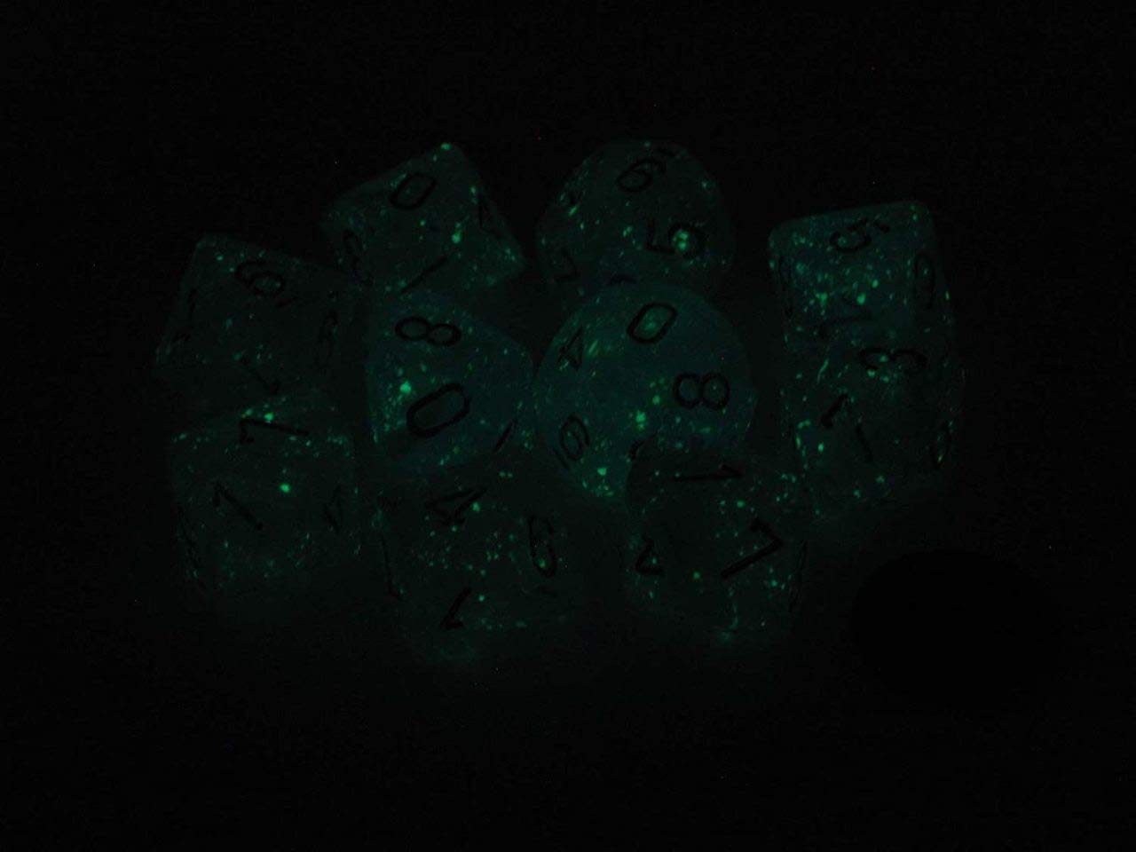 Glow in the Dark Chessex Luminary Sky/Silver 10-Sided Dice Set (10d10) - Perfect for D&D, RPG Games & Tabletop Night Play