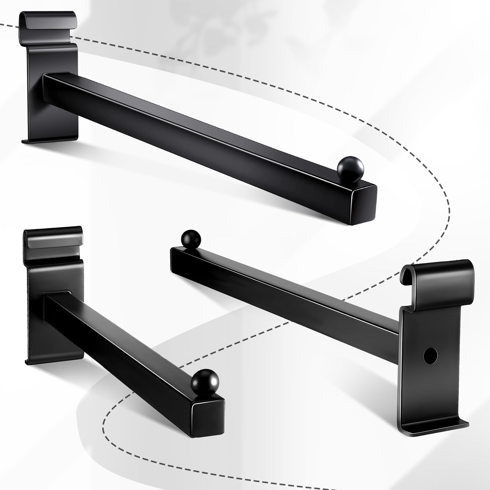 Oudain 12 Inch Grid Wall Hooks - 20 Pack Black Display Peg Hangers for Wire Panels, Slat Walls, and Retail Shelving - Perfect for Store Displays, Trade Shows, and Home Organization