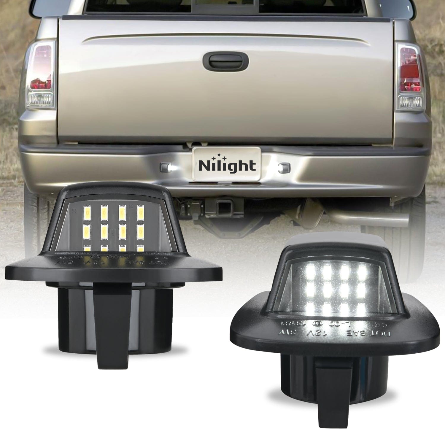 Dodge Dakota & Mitsubishi Raider License Plate Lights - 6000K White LED, Black Housing (2-Pack) - Compatible with 1997-2011 Models - Perfect for Night Driving & Enhanced Vehicle Appearance