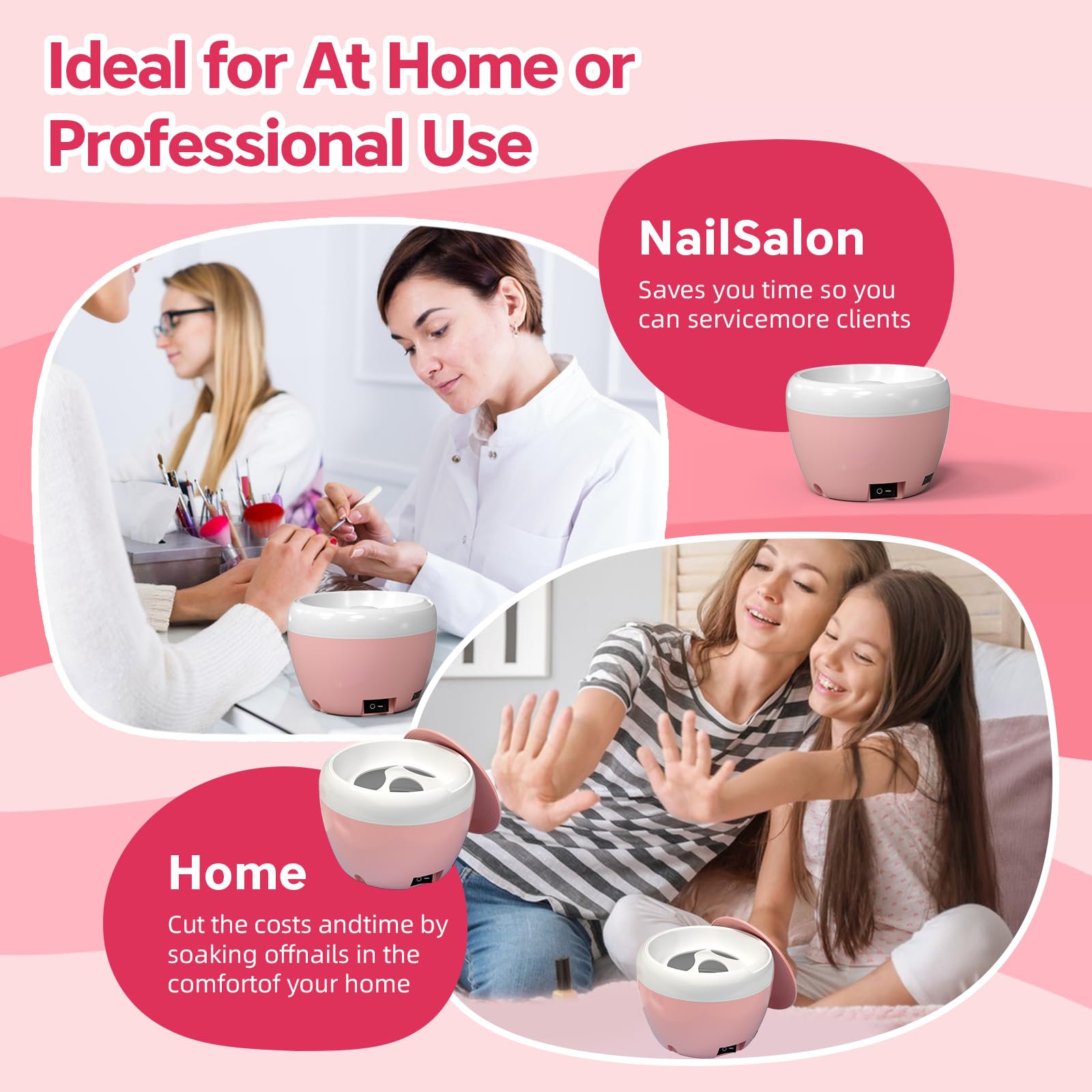Electric Nail Soaking Bowl - Acetone Proof Heated Gel Polish Remover for Salon & Home Use | 50% Faster Acrylic Nail Removal Kit with Power Dip Technology | Perfect for Manicures, Pedicures & DIY Nail Care