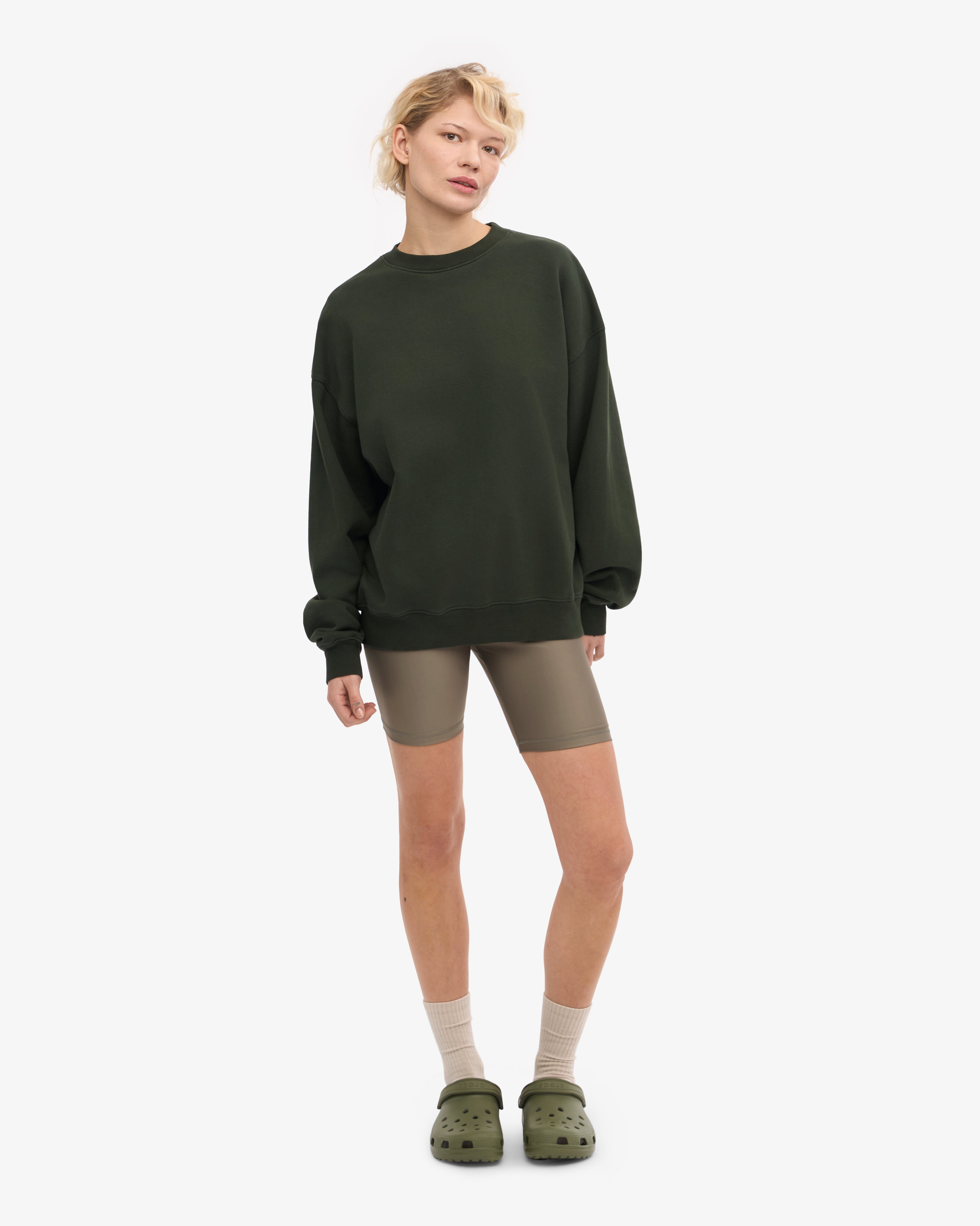 Organic Oversized Crewneck Sweatshirt for Women - Soft & Cozy Hunter Green Pullover - Perfect for Casual Wear, Lounge & Outdoor Activities
