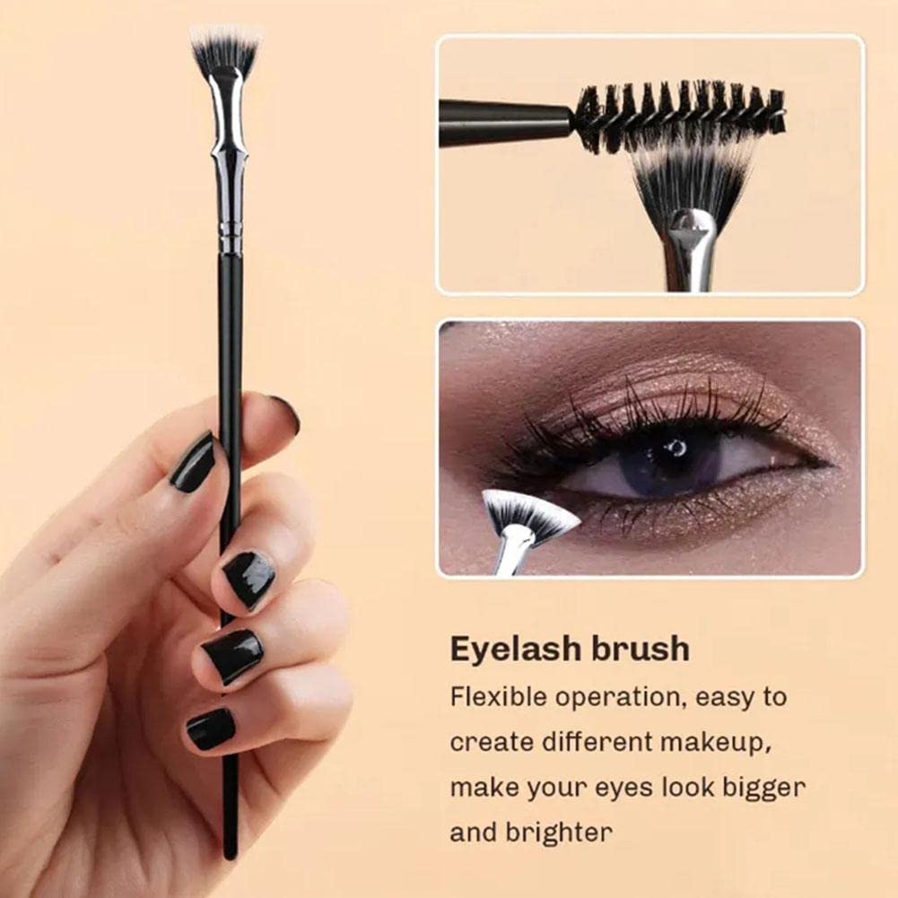 Best Dolly Mascara Fan Brush - Professional Bent Angle Fan-Shaped Eyelash Brush for Perfect Eye Makeup | Ideal for Mascara Application, Eyeshadow Blending & False Lash Adhesion | Home & Professional Use