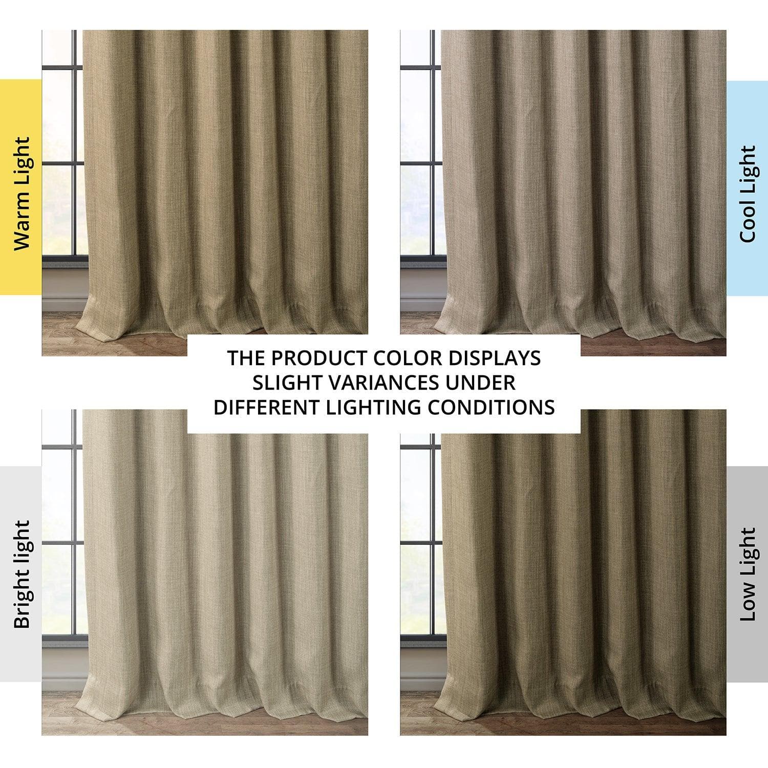 Nomad Tan Textured Faux Linen Blackout Curtains - Light Blocking Window Drapes for Bedroom, Living Room & Home Theater