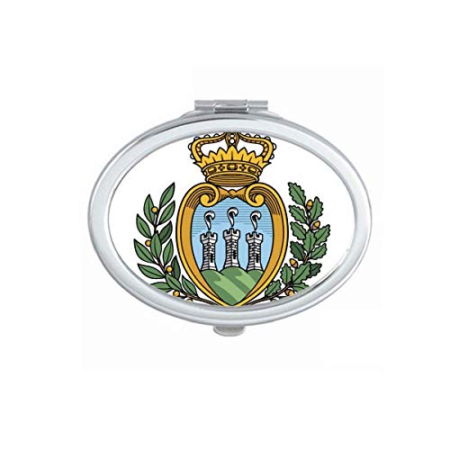 DIYthinker San Marino Europe National Emblem Mirror - Portable Folding Double-Sided Makeup Mirror with Case, Perfect for Travel, Home & Vanity Use