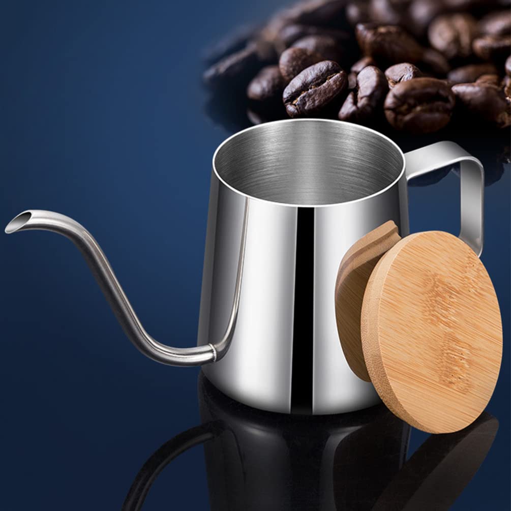 Veemoon Gooseneck Coffee Kettle - Stainless Steel Pour Over Kettle with Narrow Spout for Precise Pouring, Perfect for Espresso, Drip Coffee & Tea Brewing - Wooden Handle & Hanging Ears for Easy Storage - Ideal for Home Baristas & Coffee Enthusiasts