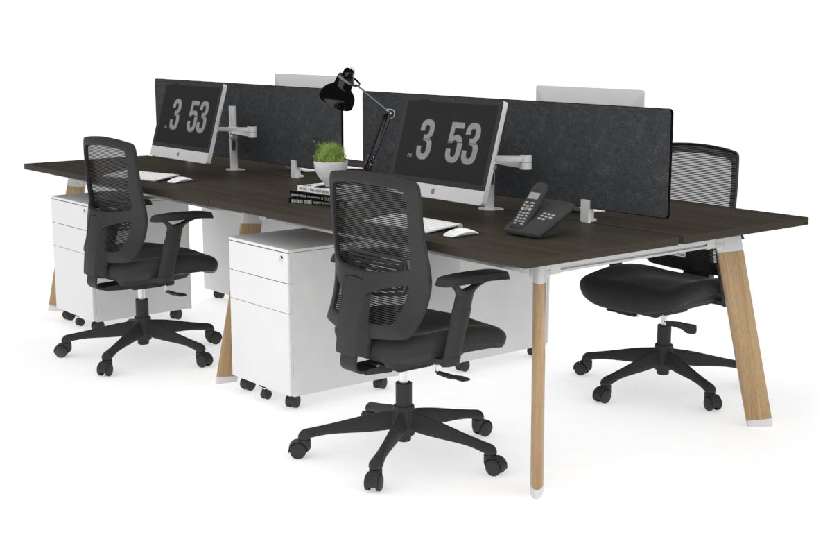 4-Person Wooden Workstation with Imprint Frame - 1400L x 700W Dimensions - Ideal for Office, Home Office & Collaborative Workspaces