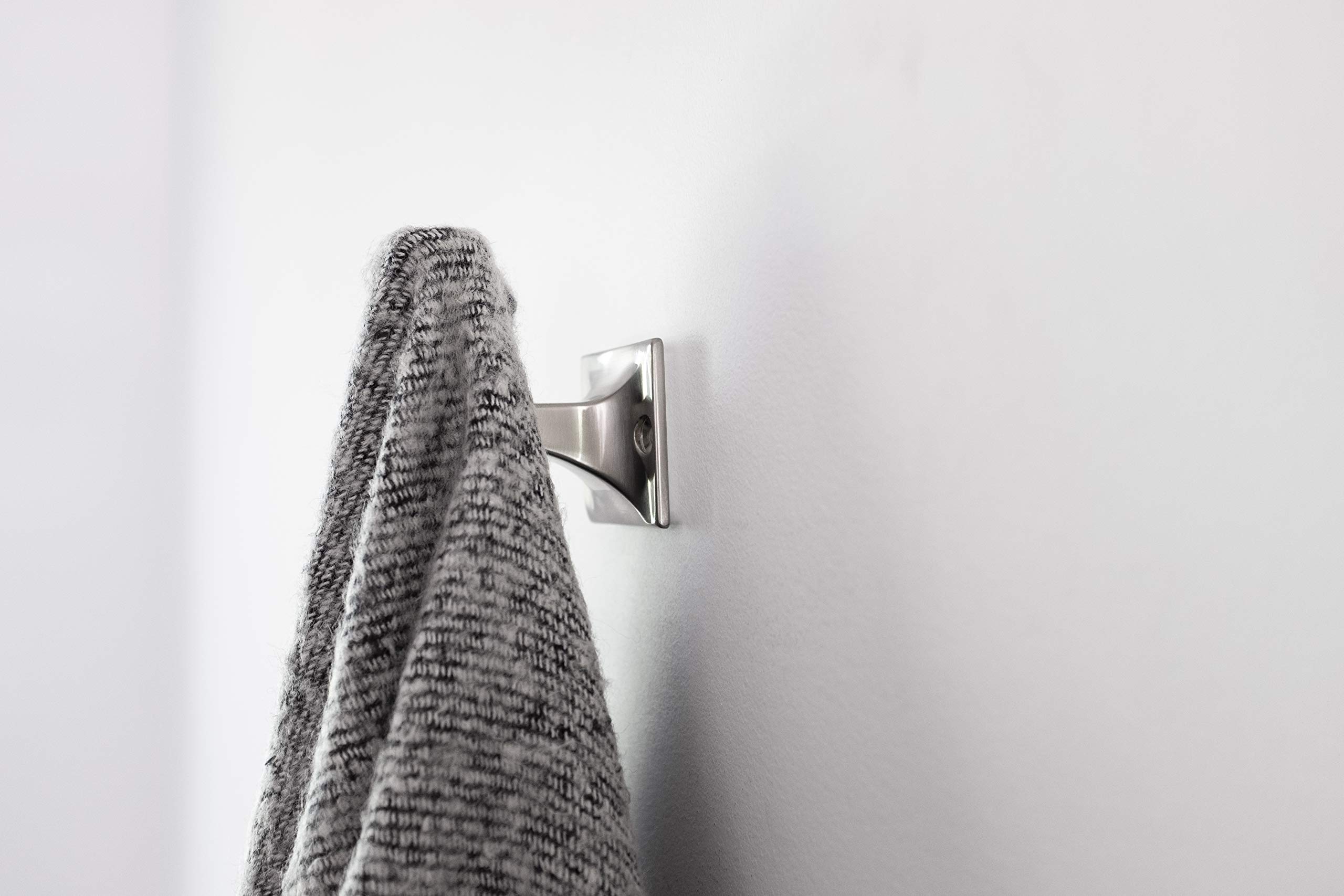 Hickory Hardware Forge Collection Wall Hooks - 10 Pack Satin Nickel Coat Hooks (2-3/4 Inch) for Hanging Coats, Hats, Towels, Robes - Perfect for Entryway, Mudroom, Bathroom & Closet Organization