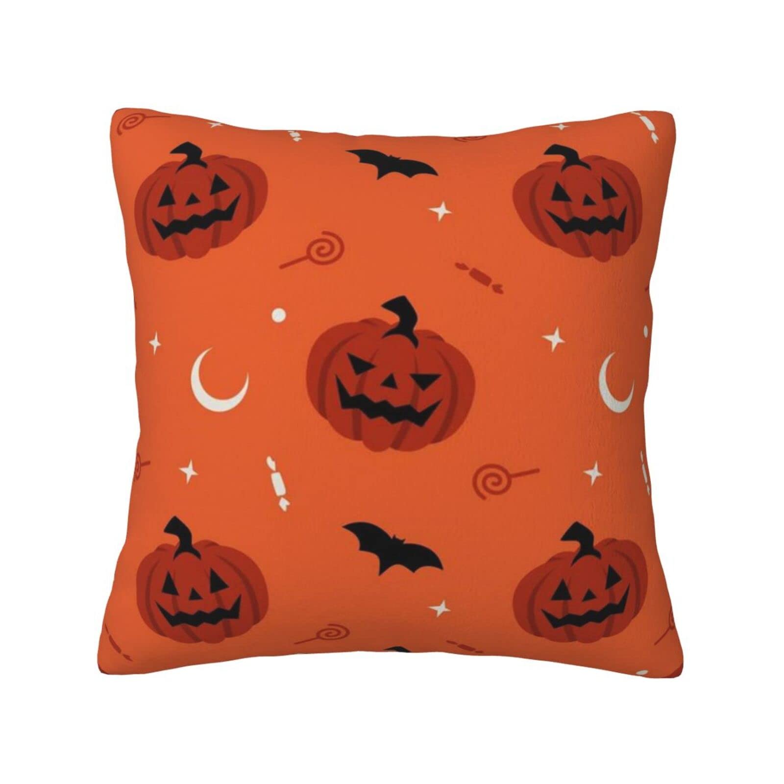 Halloween Pumpkin Face Pillow Cover 18x18 Inch - Cute Throw Pillow Case for Sofa, Couch & Bed - Spooky Home Decor for Halloween Party & Fall Season