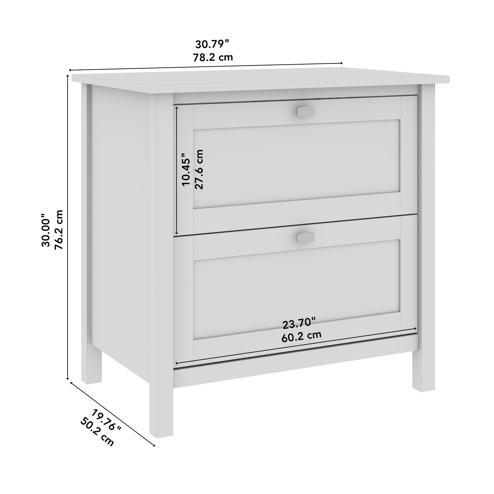 Bush Furniture Broadview 2-Drawer Lateral File Cabinet in Pure White - Home Office Storage Solution for Documents & Supplies