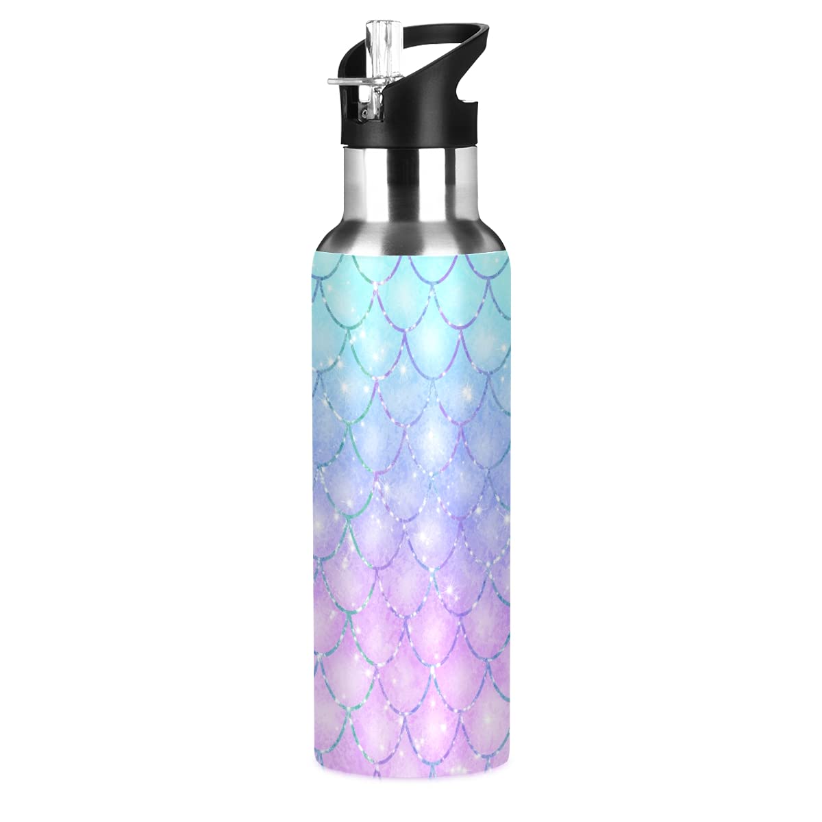 Premium 20oz Mermaid Scale Print Stainless Steel Water Bottle - BPA-Free, Insulated & Leakproof for Sports, Cycling, Work & Travel | Gym, Hiking, Office & Outdoor Adventures