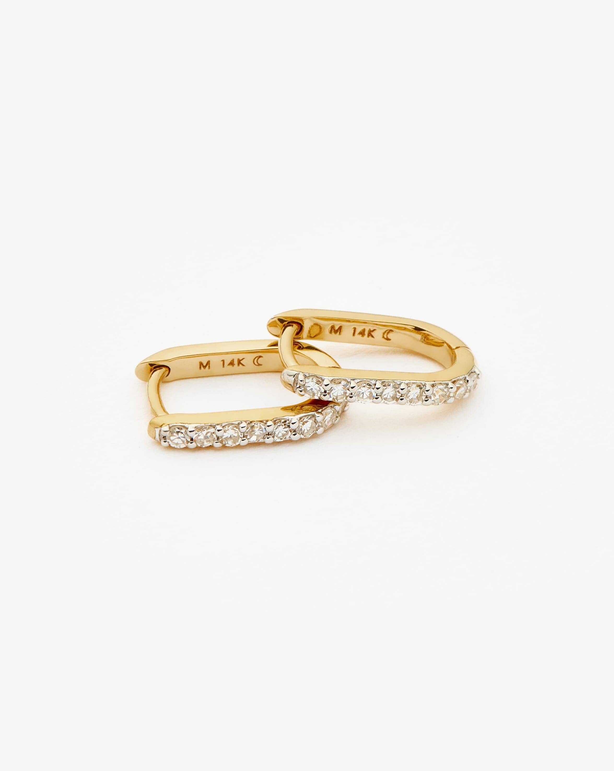 14K Solid Gold Diamond Ovate Mini Hoop Earrings for Women - Elegant Everyday & Special Occasion Jewelry Gift