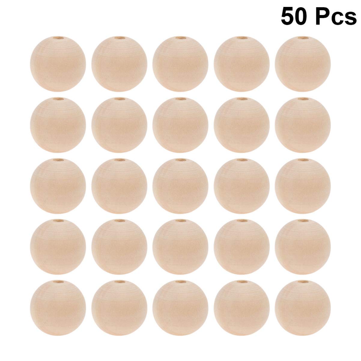50pcs Wooden Beads for Jewelry Making - DIY Craft Beads Kit with Round Beads - Perfect for Necklaces, Bracelets, Earrings & Home Decor Crafts