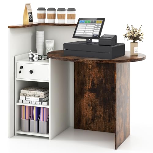 White Shelf & Rustic Brown Desk