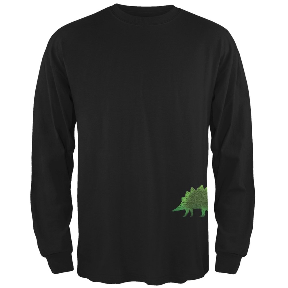 Stegosaurus Dinosaur Distressed Black Long Sleeve T-Shirt for Men - X-Large Size | Vintage Graphic Tee for Dino Lovers, Casual Wear & Jurassic Theme Parties