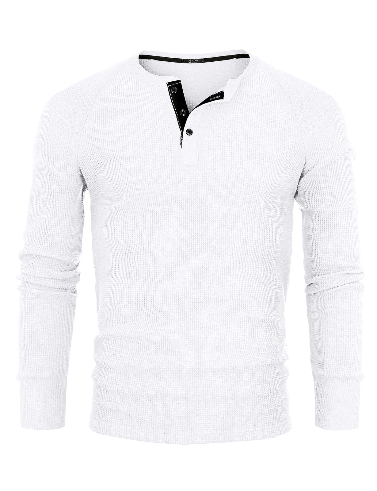 GIVON Men's Slim Fit Casual Lightweight Waffle Henley Shirt - Breathable Long Sleeve Button-Up Top for Everyday Wear, Date Night & Outdoor Activities