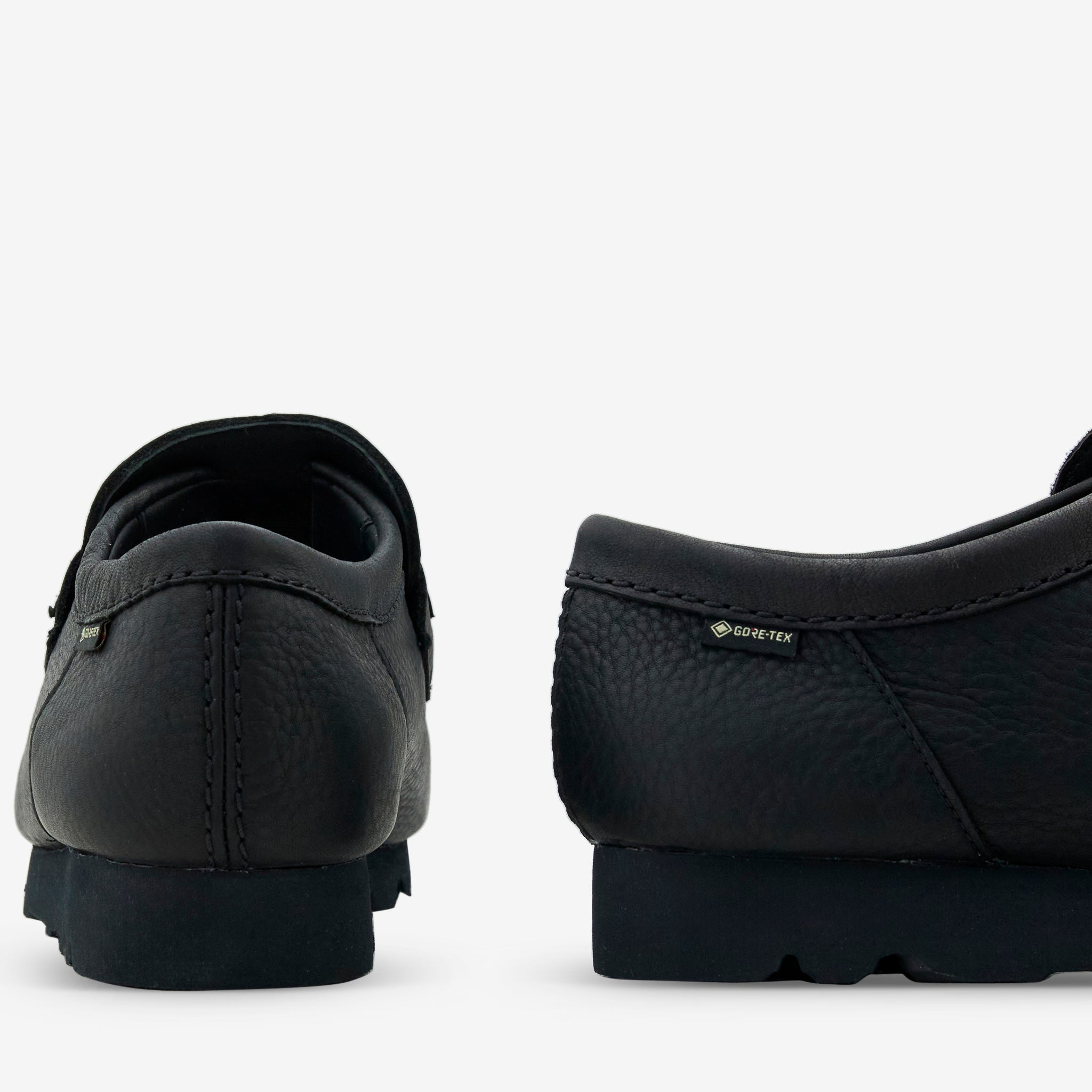 Wallabee Loafer GTX Black Leather Shoes for Men - Waterproof Comfortable Slip-On Loafers for Casual & Business Wear