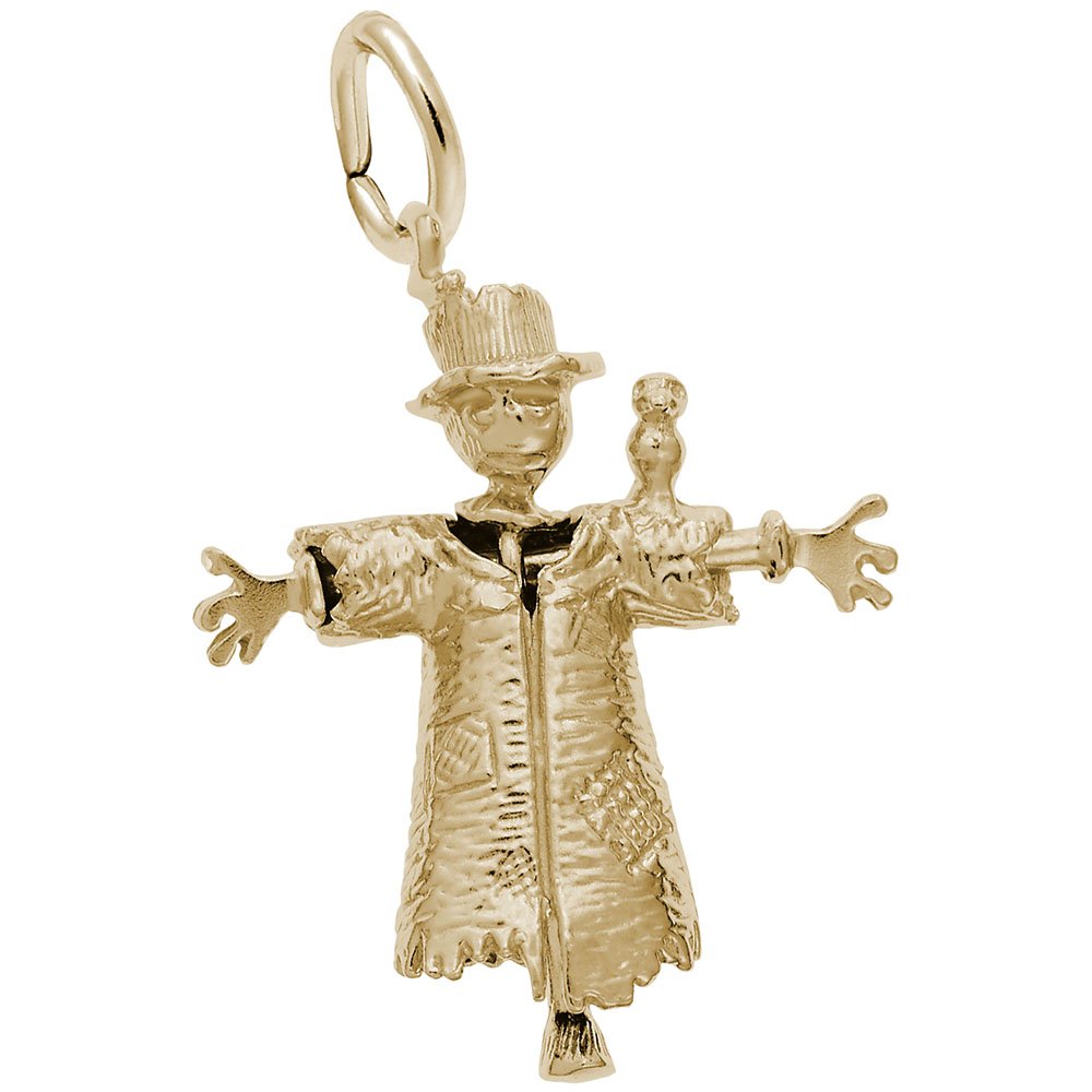 10K Yellow Gold Scarecrow Charm Pendant - Dainty Jewelry for Bracelets & Necklaces - Perfect for Halloween, Fall Fashion, and Gift Giving